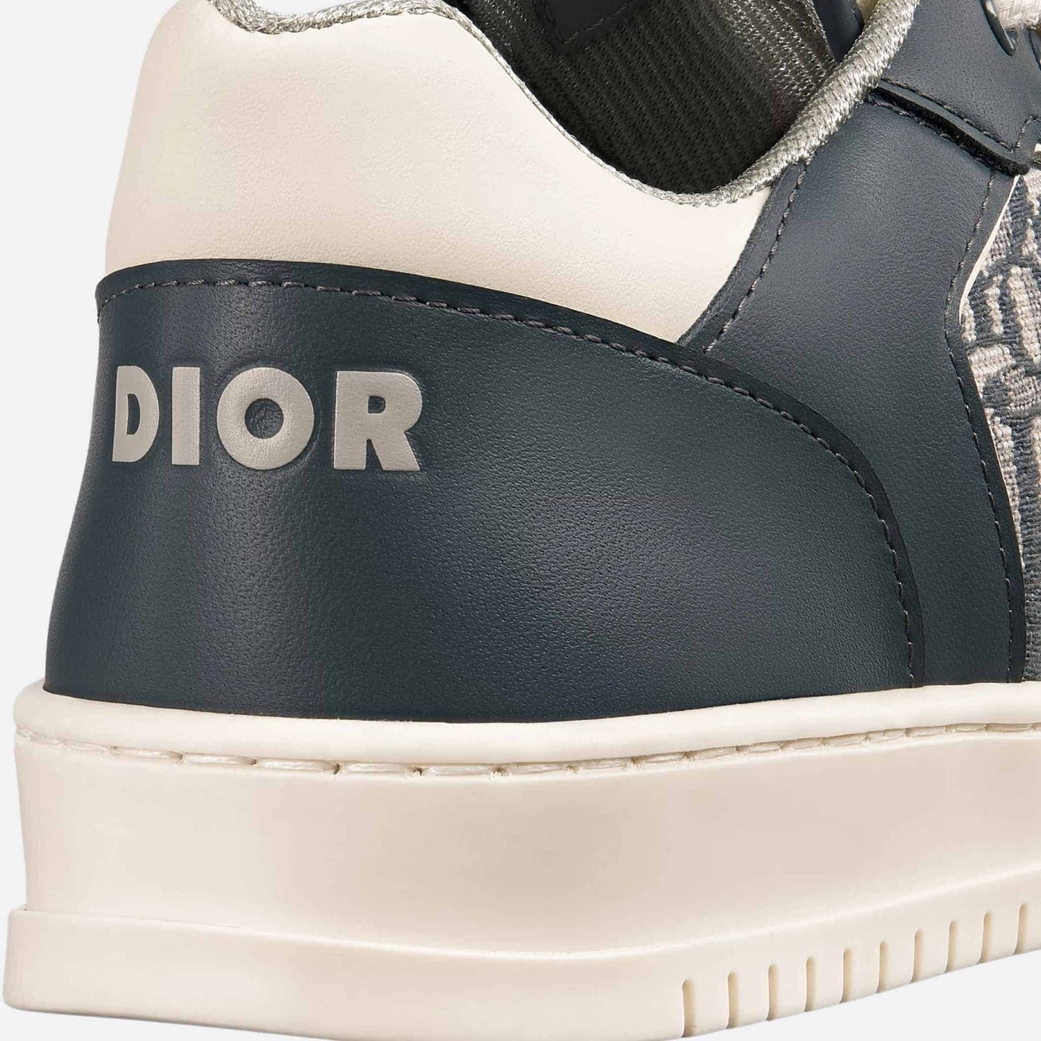 Dior Kids B27 Low-Top Sneaker Smooth Calfskin Dior Oblique Jacquard, Deep Gray, Cream, Back