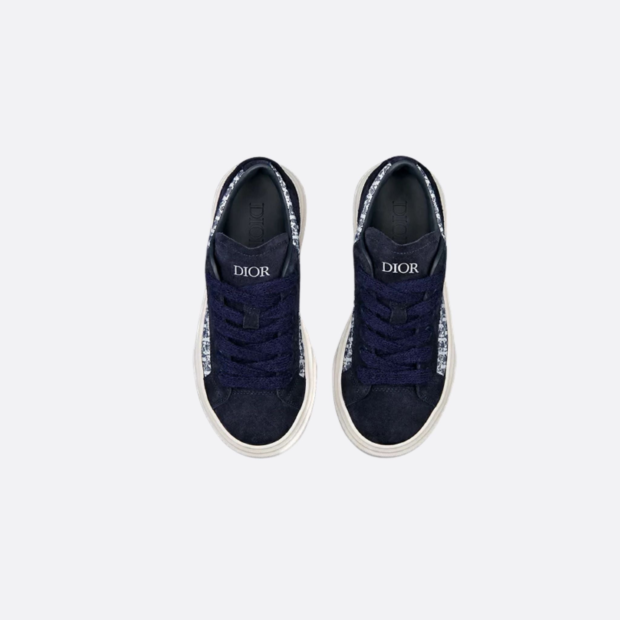 Dior Kids B33 Low Top Sneaker Dior Oblique Jacquard Suede, Navy Blue, Top