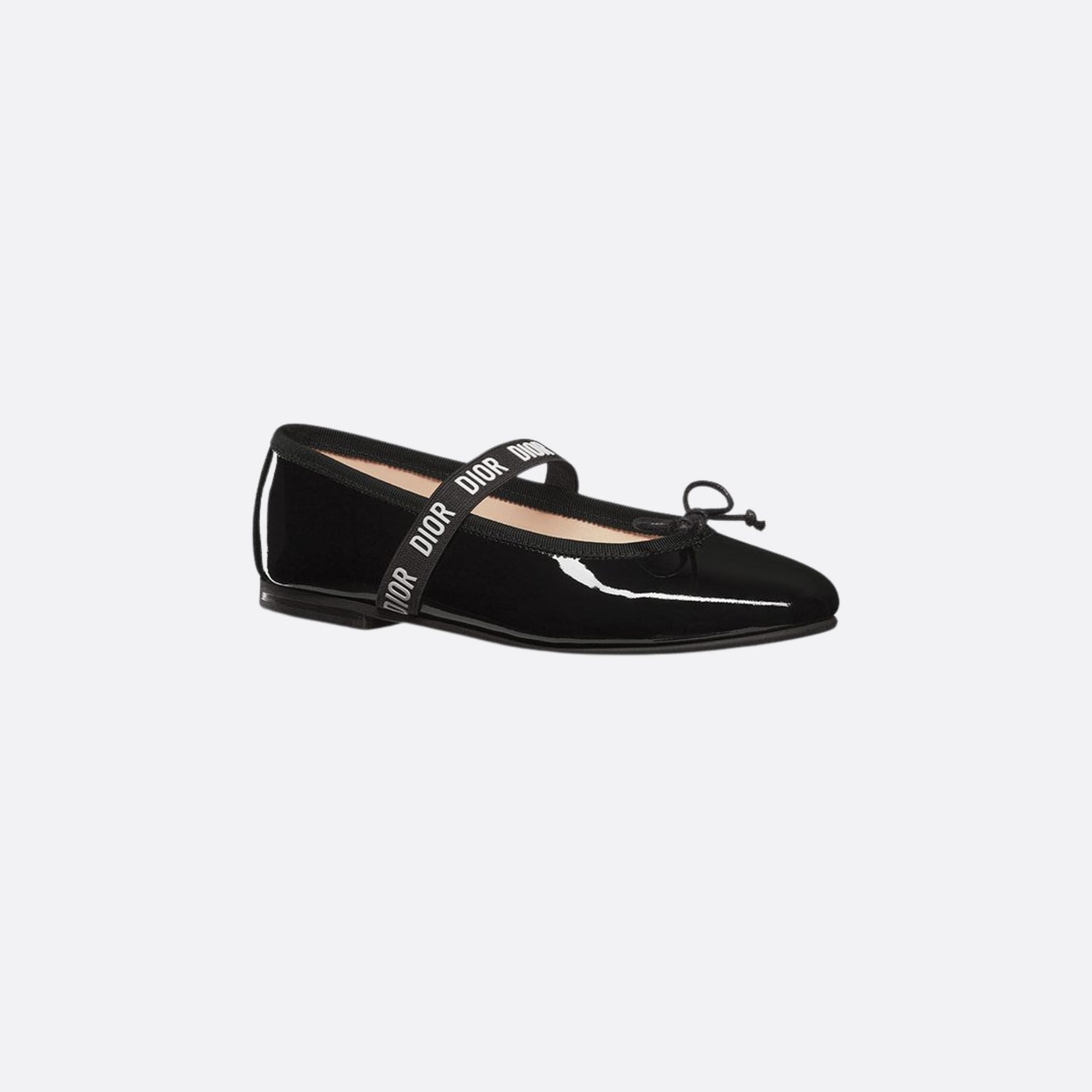 Dior Kids Ballet Flat Calfskin, Black Patent, Front