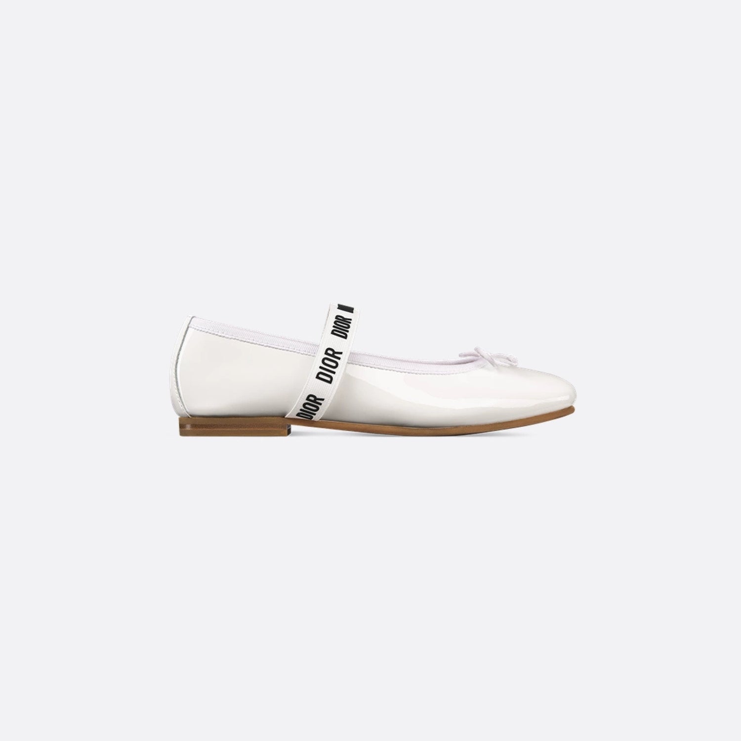 Dior Kids Ballet Flat Calfskin, White Patent, Side