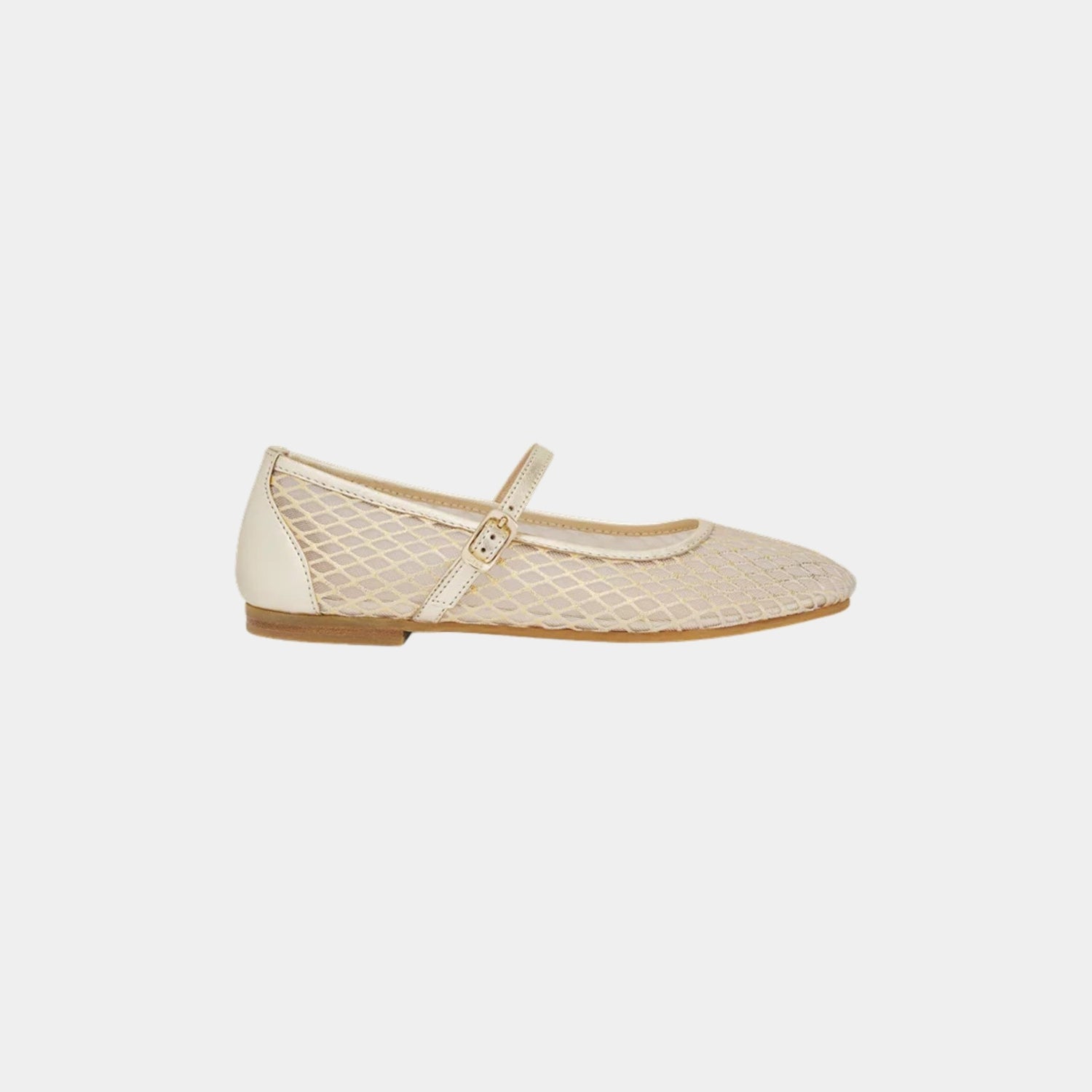 Dior Kids Ballet Flat Gold-Tone Smooth Lambskin and Ivory Tulle, Side