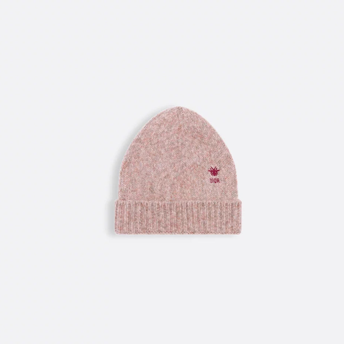 Dior Kids Beanie Antique Pink Gray Cotton Alpaca Wool Mouline Knit, Front View