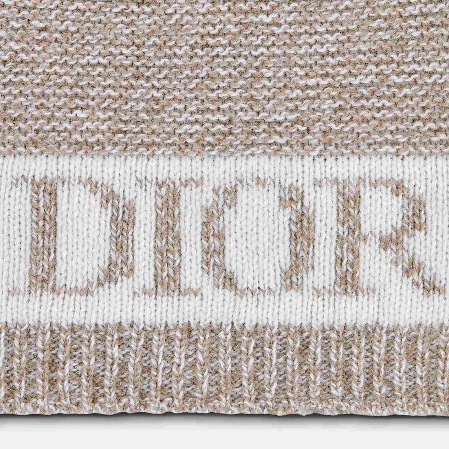 Dior Kids Beanie Heathered Beige and Ivory Wool and Cashmere-Blend Knit, Logo