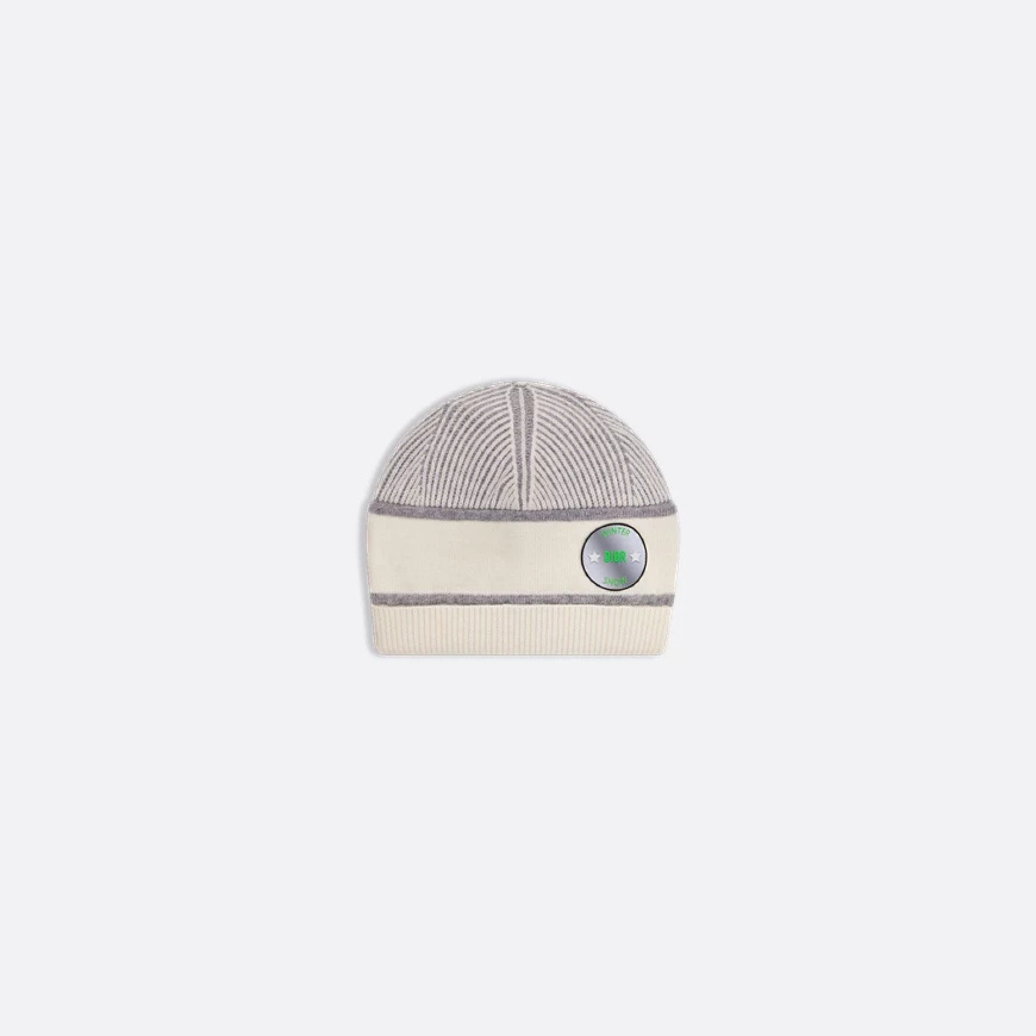 Dior Kids Beanie Heathered Gray and Ivory Wool Cashmere Blend Knit, Front