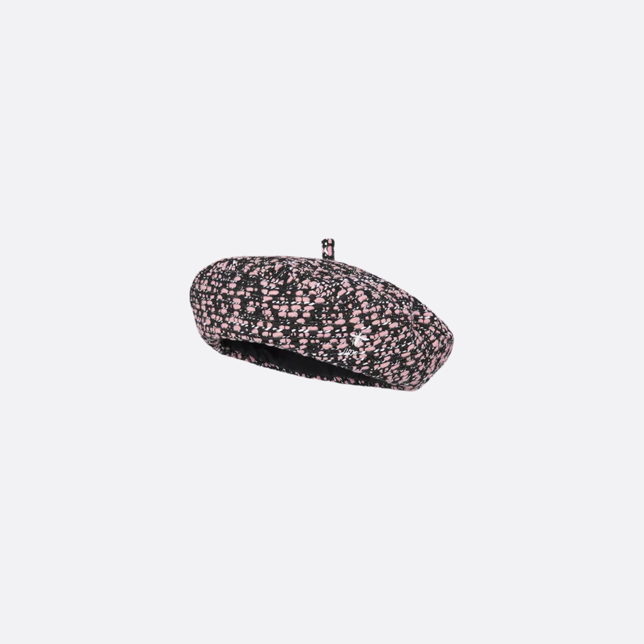 Dior Kids Beret Black Pink and Silver Tone Tweed, Side View