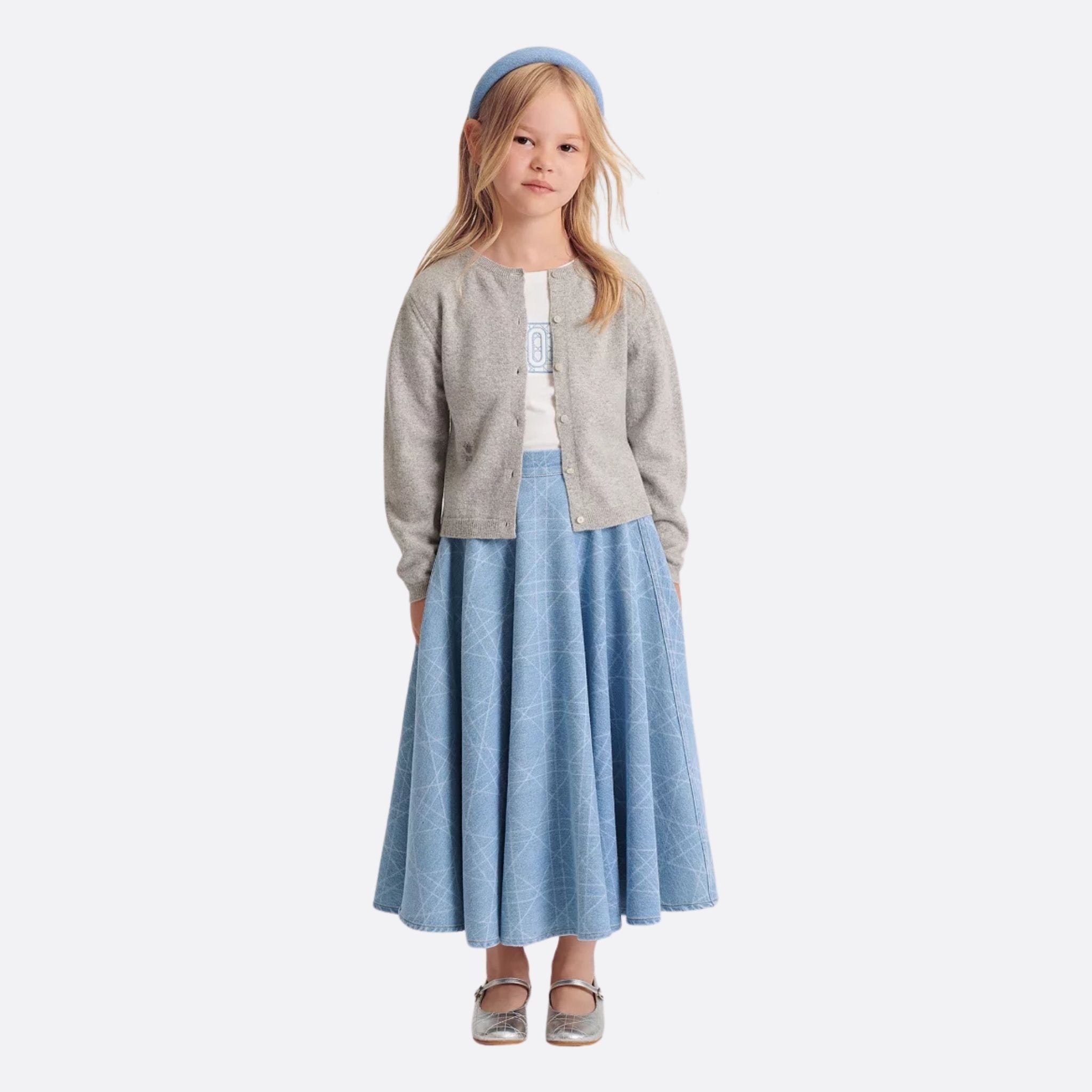 Dior Kids Cardigan Wool and Cashmere Knit, Gray Wool, Model