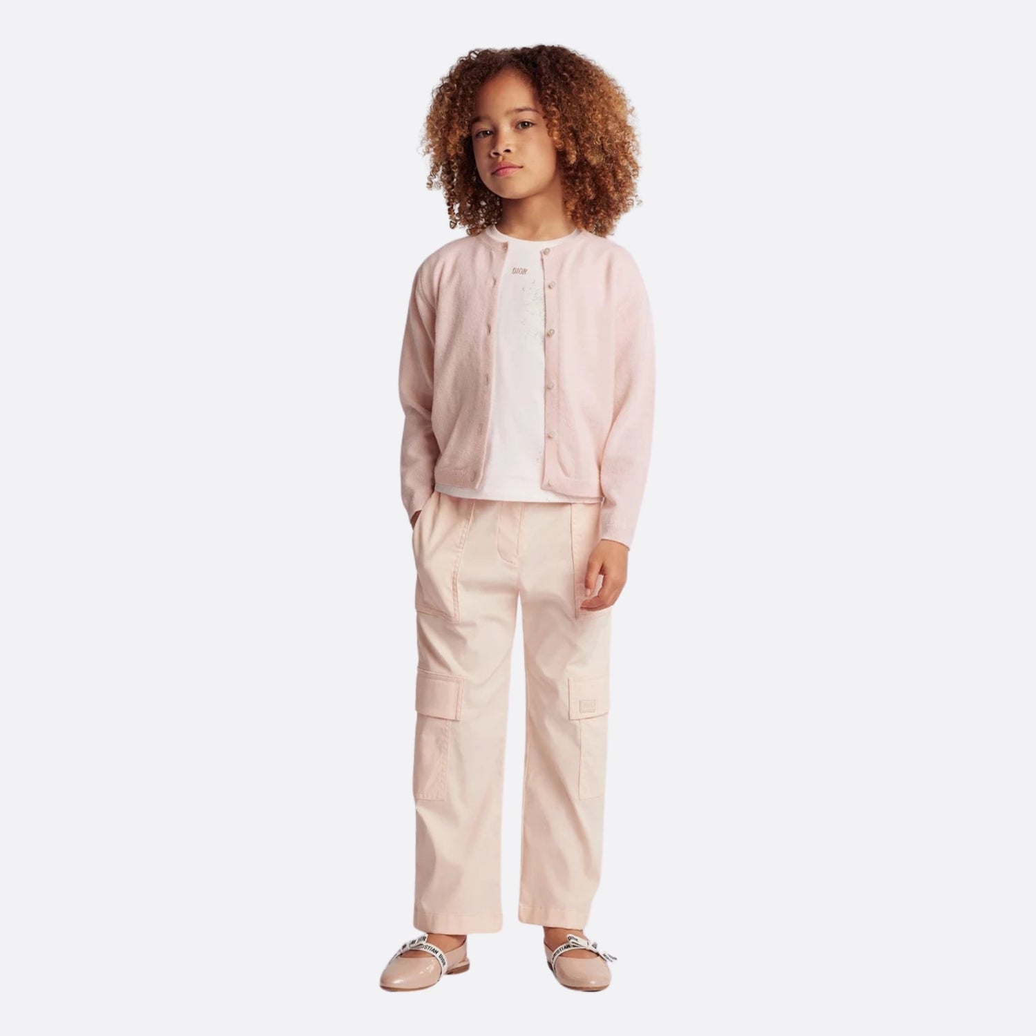 Dior Kids Cardigan Wool and Cashmere Knit, Pale Pink Wool, Model