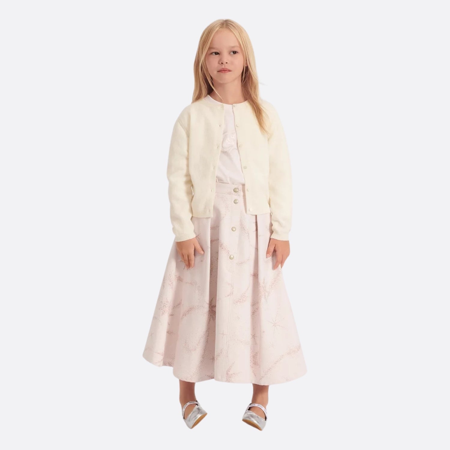 Dior Kids Cardigan Wool and Cashmere Knit, Vanilla White, Model