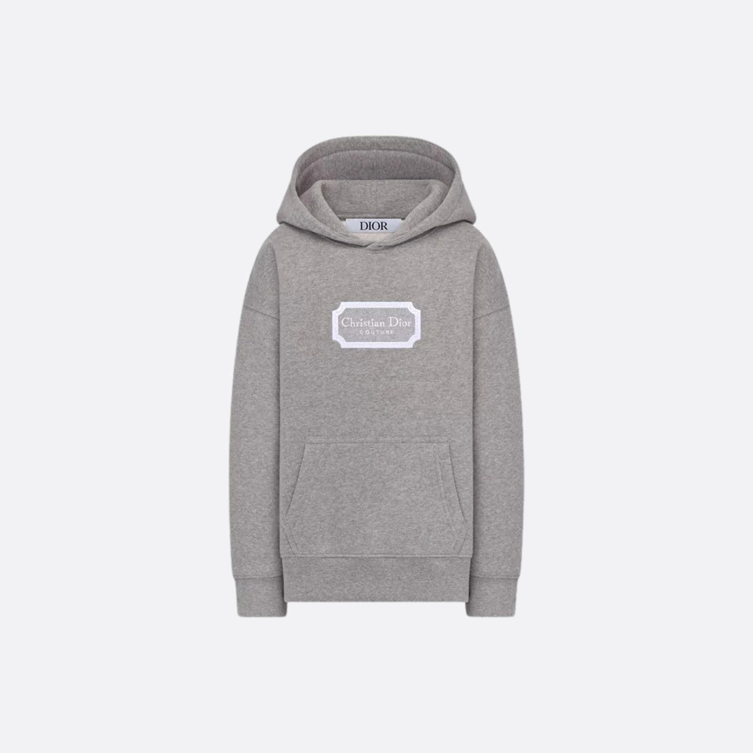 Dior Kids Couture Hooded Sweatshirt Cotton Fleece, Black, Grey, Front