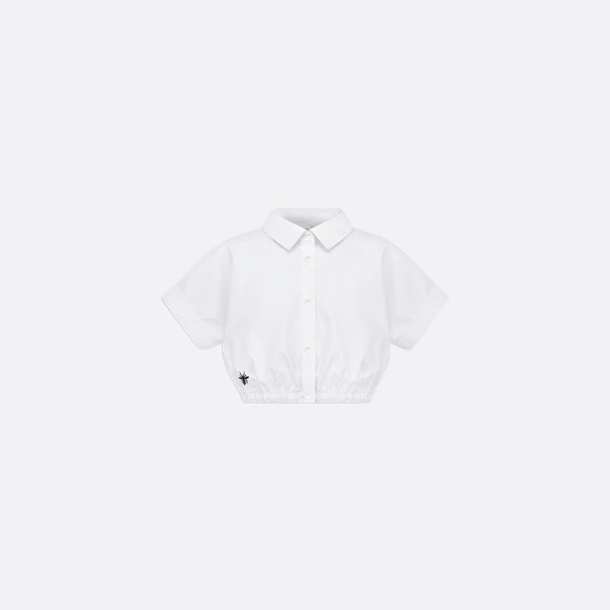 Kids Cropped Shirt White Cotton Poplin