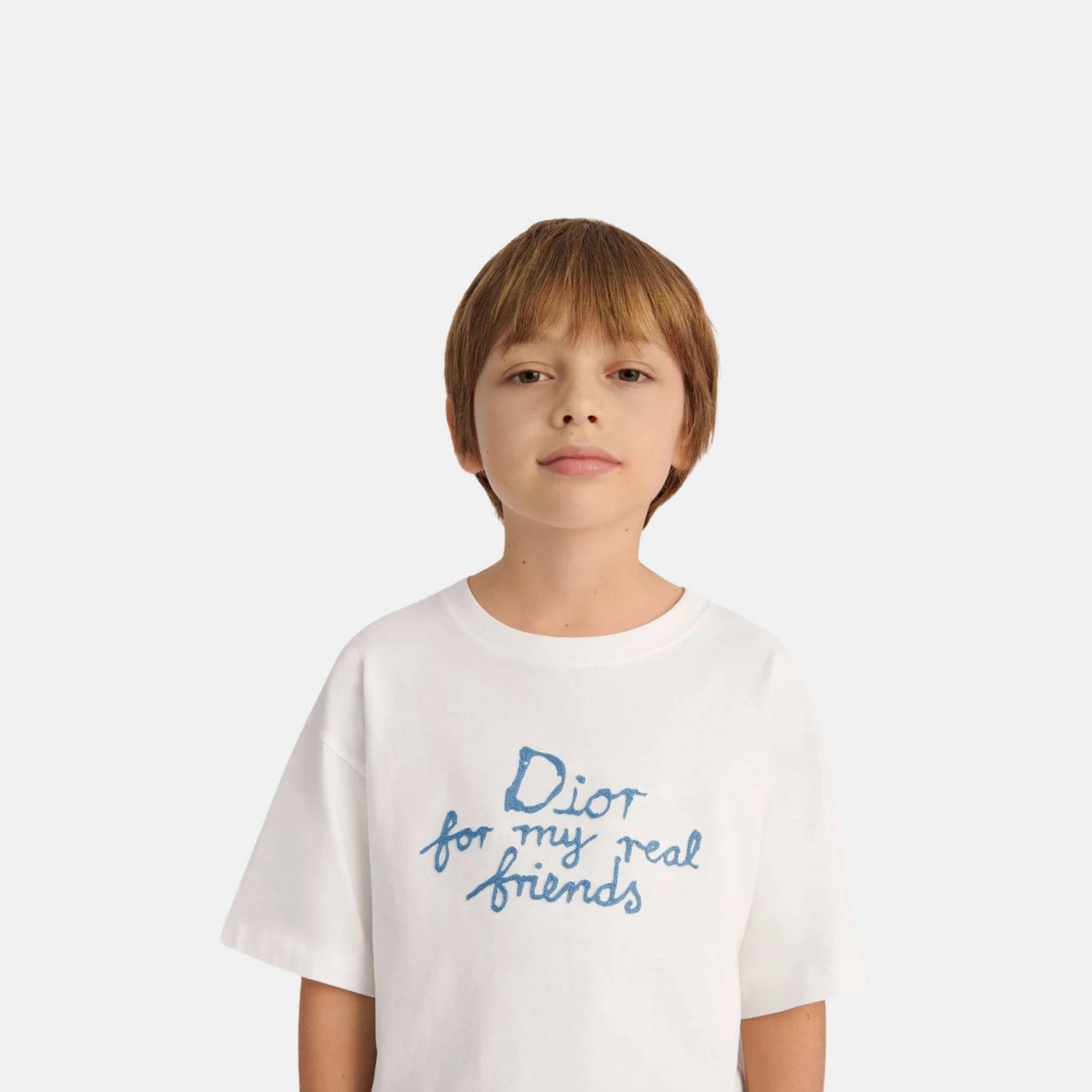 Dior Kids DIOR AND HYLTON NEL T-Shirt Cotton Jersey, Ivory, Model