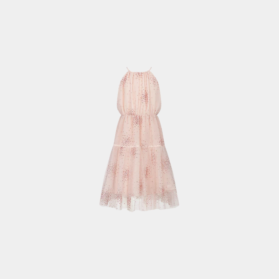 Dior Kids Flared Dress Glitter Tulle, Pale Pink, Front