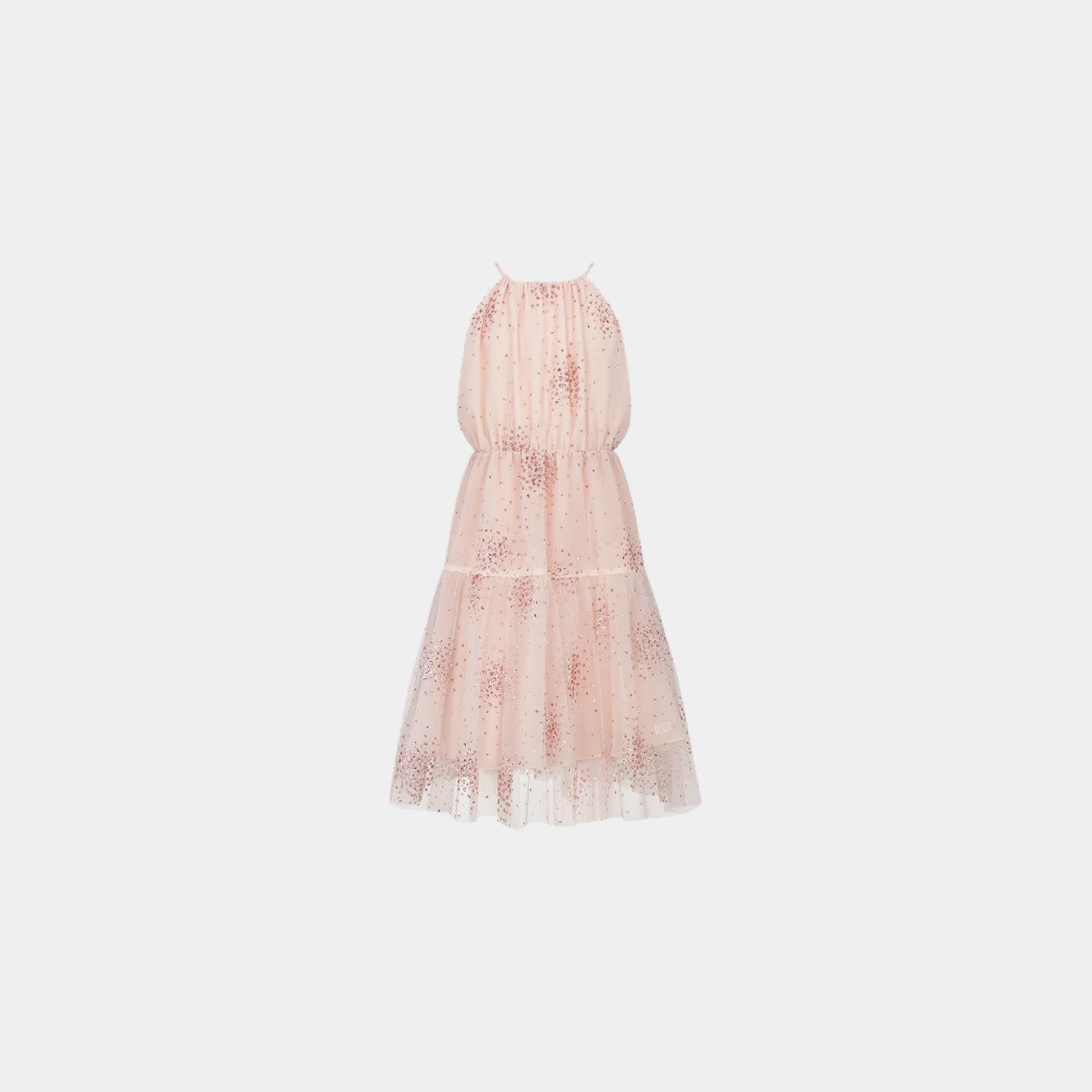 Dior Kids Flared Dress Glitter Tulle, Pale Pink, Front