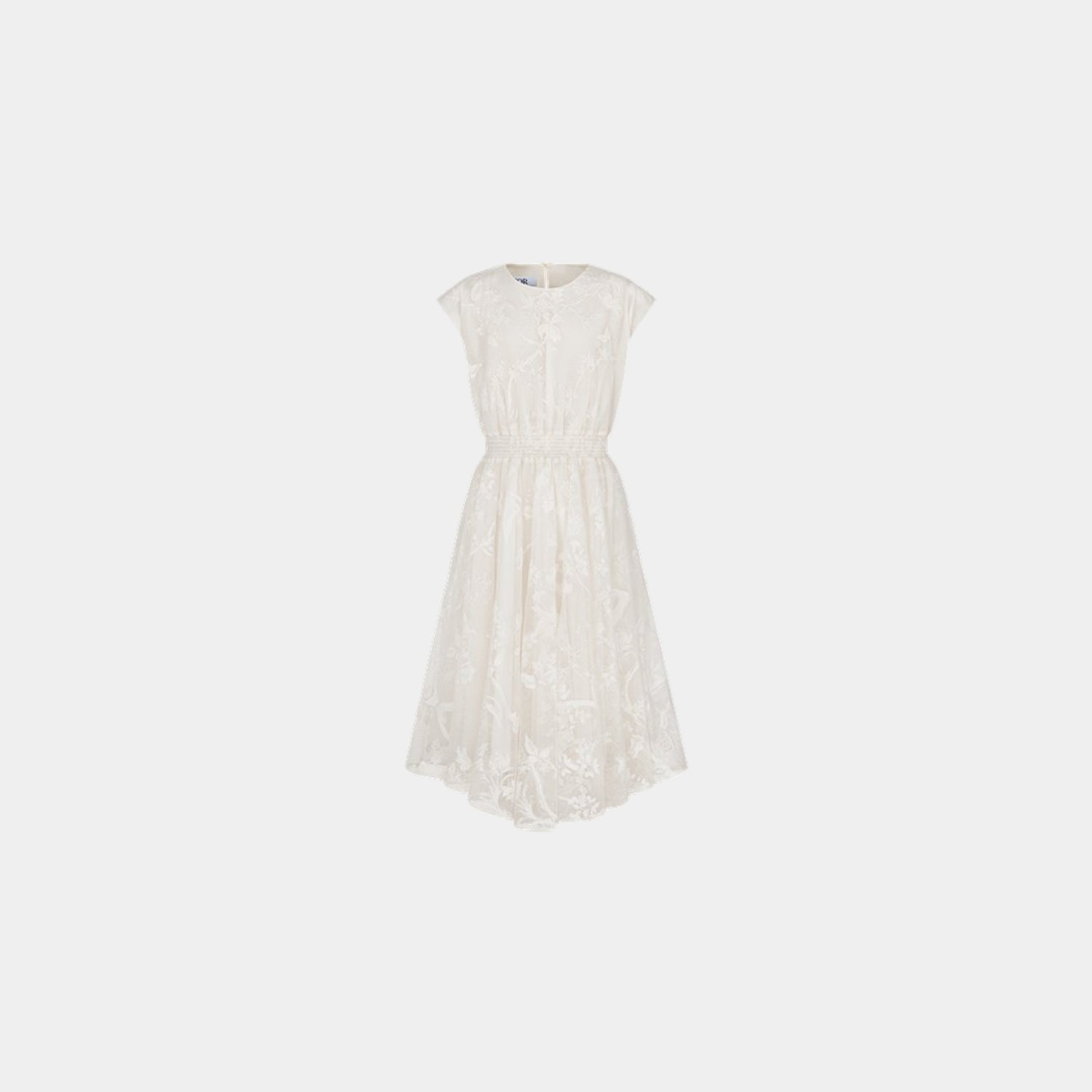 Dior Kids Flared Dress Ivory Toile de Jouy Tulle Jacquard, Front