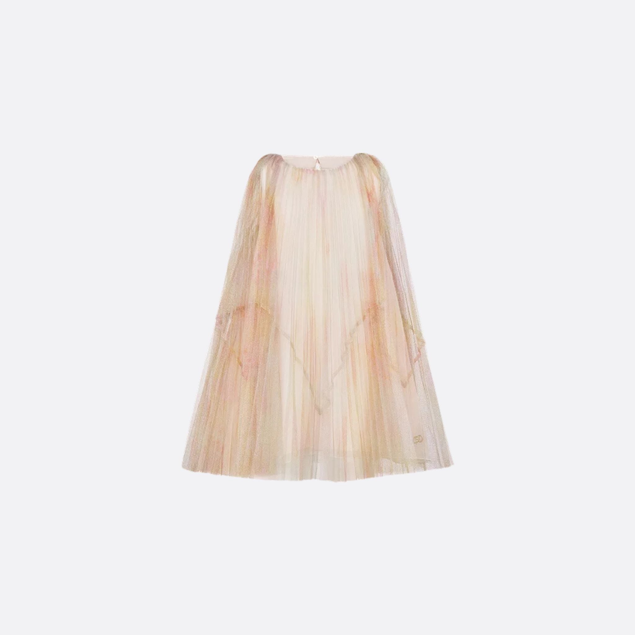 Dior Kids Flared Dress Metallic Multicolor Pleated Tulle, Front View