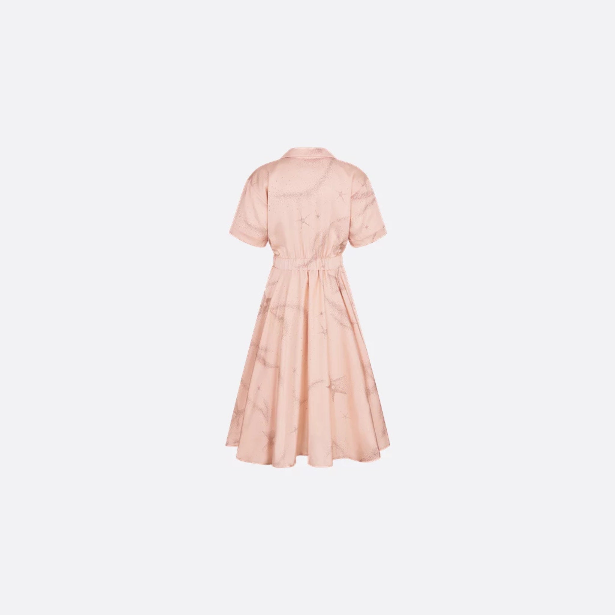 Dior Kids Flared Dress Pale Pink Satin-Finish Voile Constellation, Back View