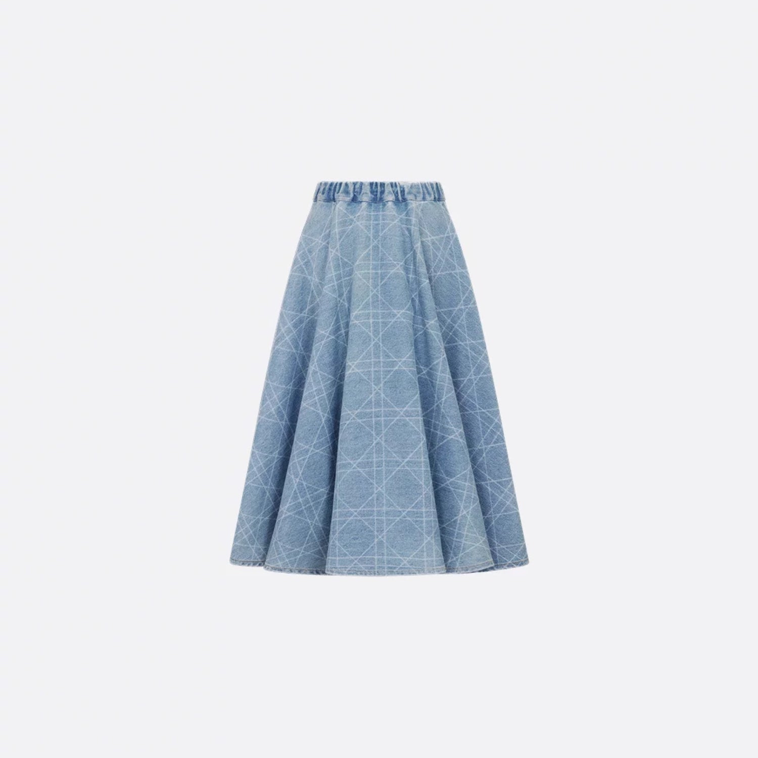 Dior Kids Flared Skirt Blue Cannage Cotton Denim, Back