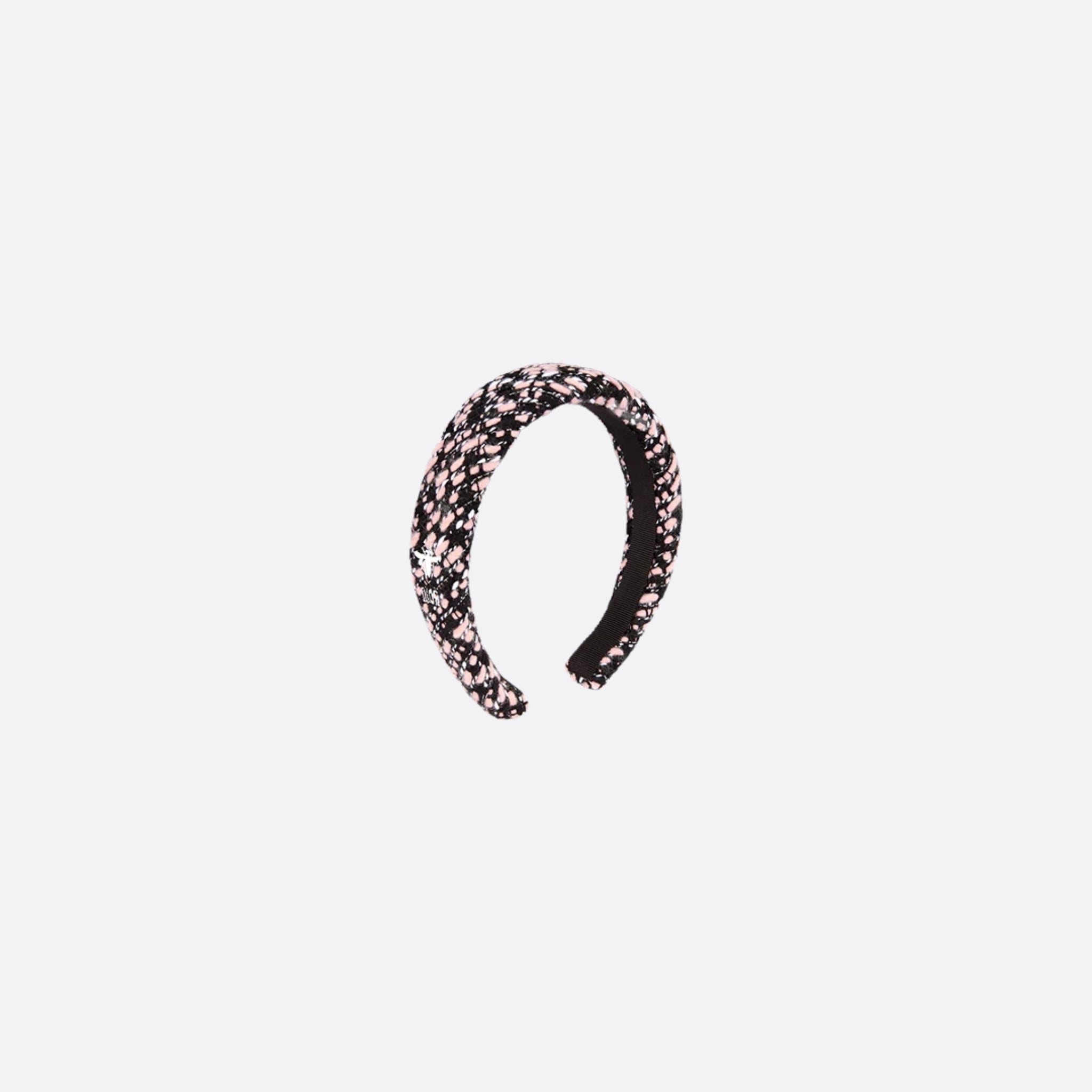 Dior Kids Headband Black Pink and Silver Tone Tweed, Side View