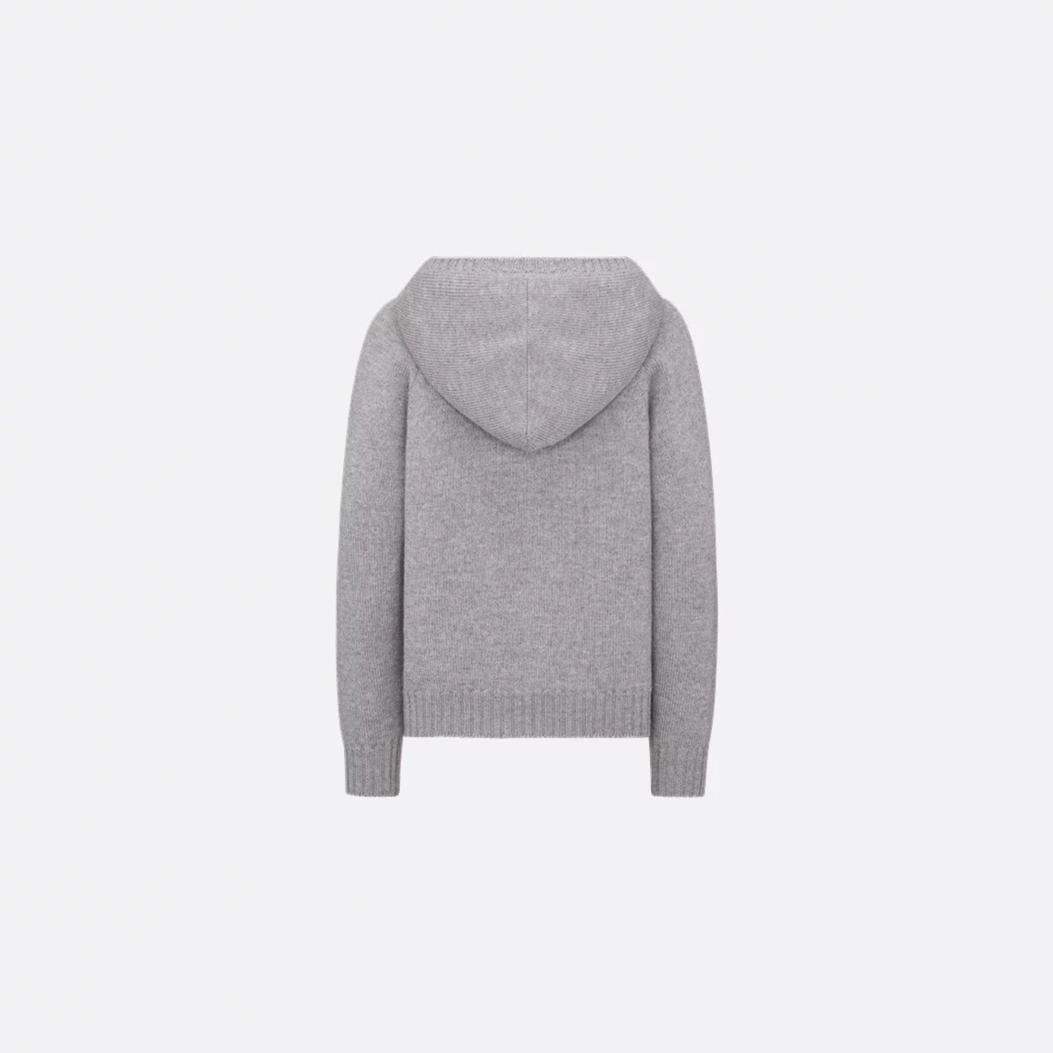 Dior Kids Hooded Sweater Wool Knit, Gray, Front