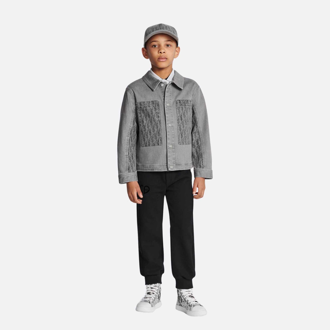 Dior Kids Jacket Gray Dior Oblique Stonewashed Cotton Denim, Model