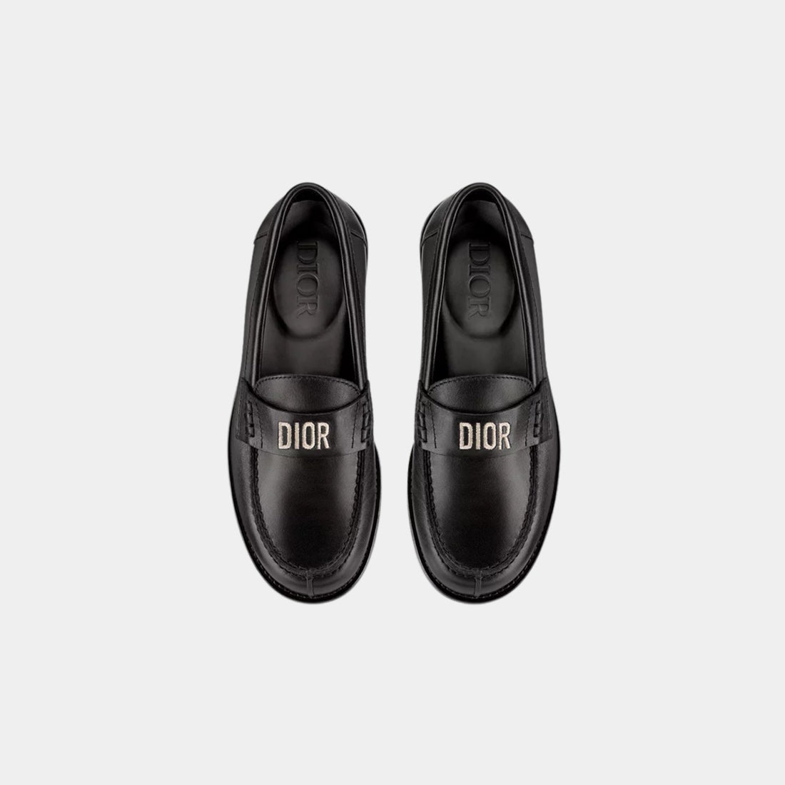 حذاء لوفر Dior Kids من جلد العجل الأسود، من الأعلى