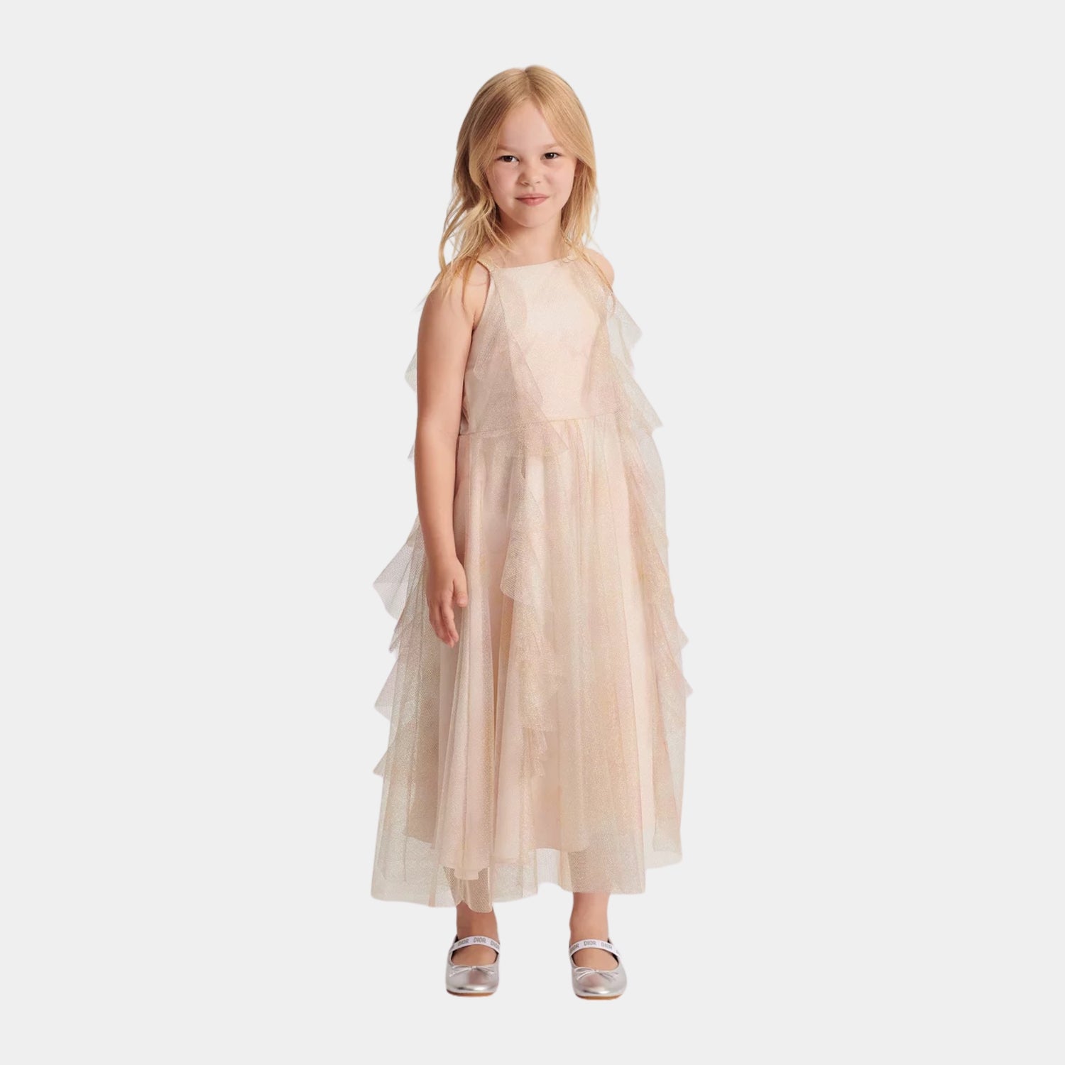 Dior Kids Long Dress Metallic Multicolor Tulle, Model