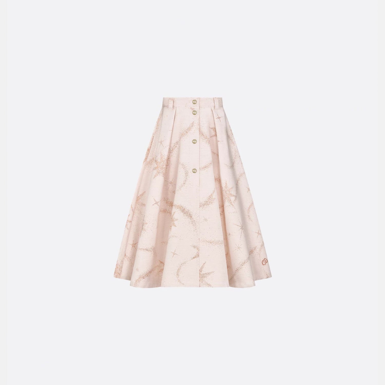 Dior Kids Long Skirt Pale Pink Cotton Copper Jacquard Motif, Front View