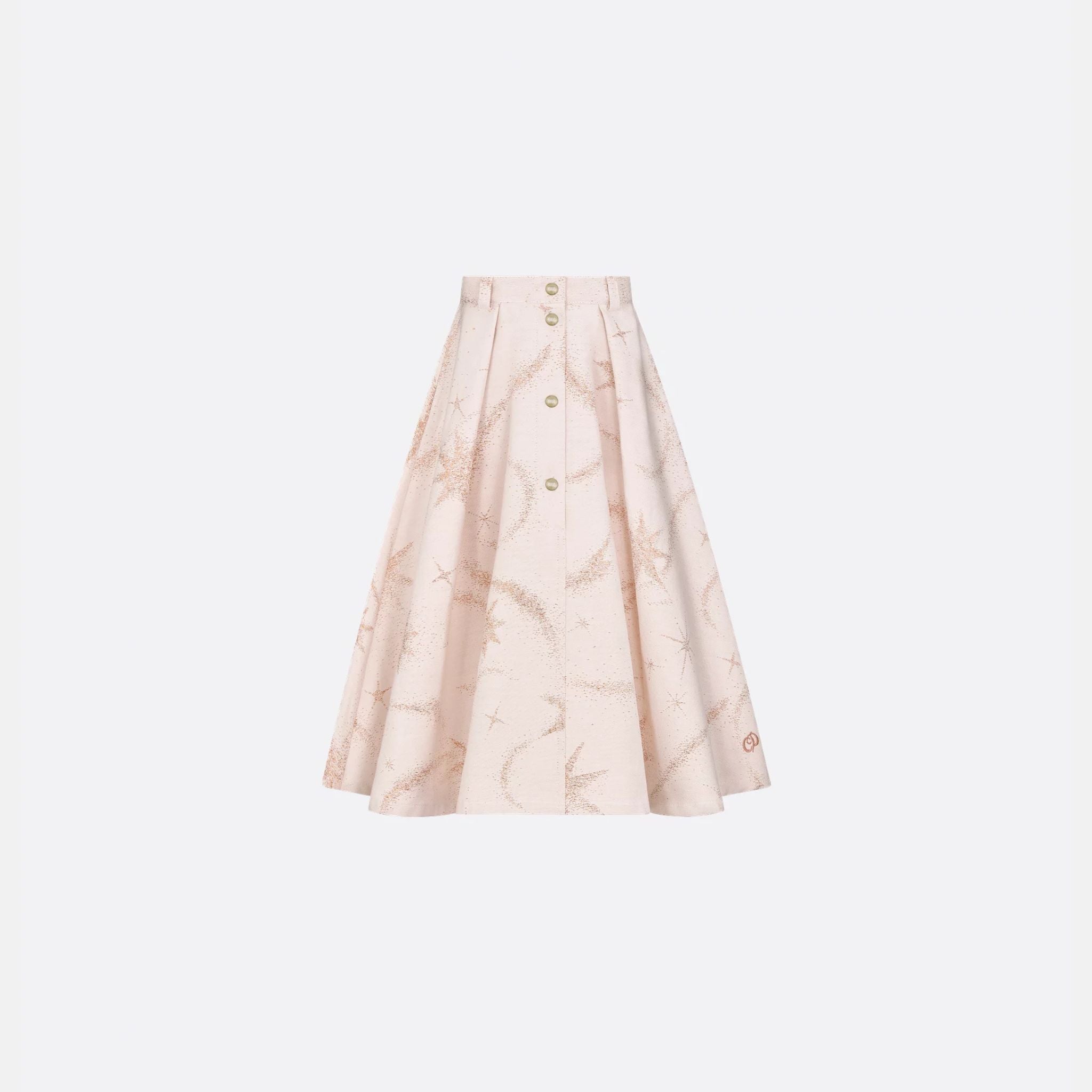 Dior Kids Long Skirt Pale Pink Cotton Copper Jacquard Motif, Front View