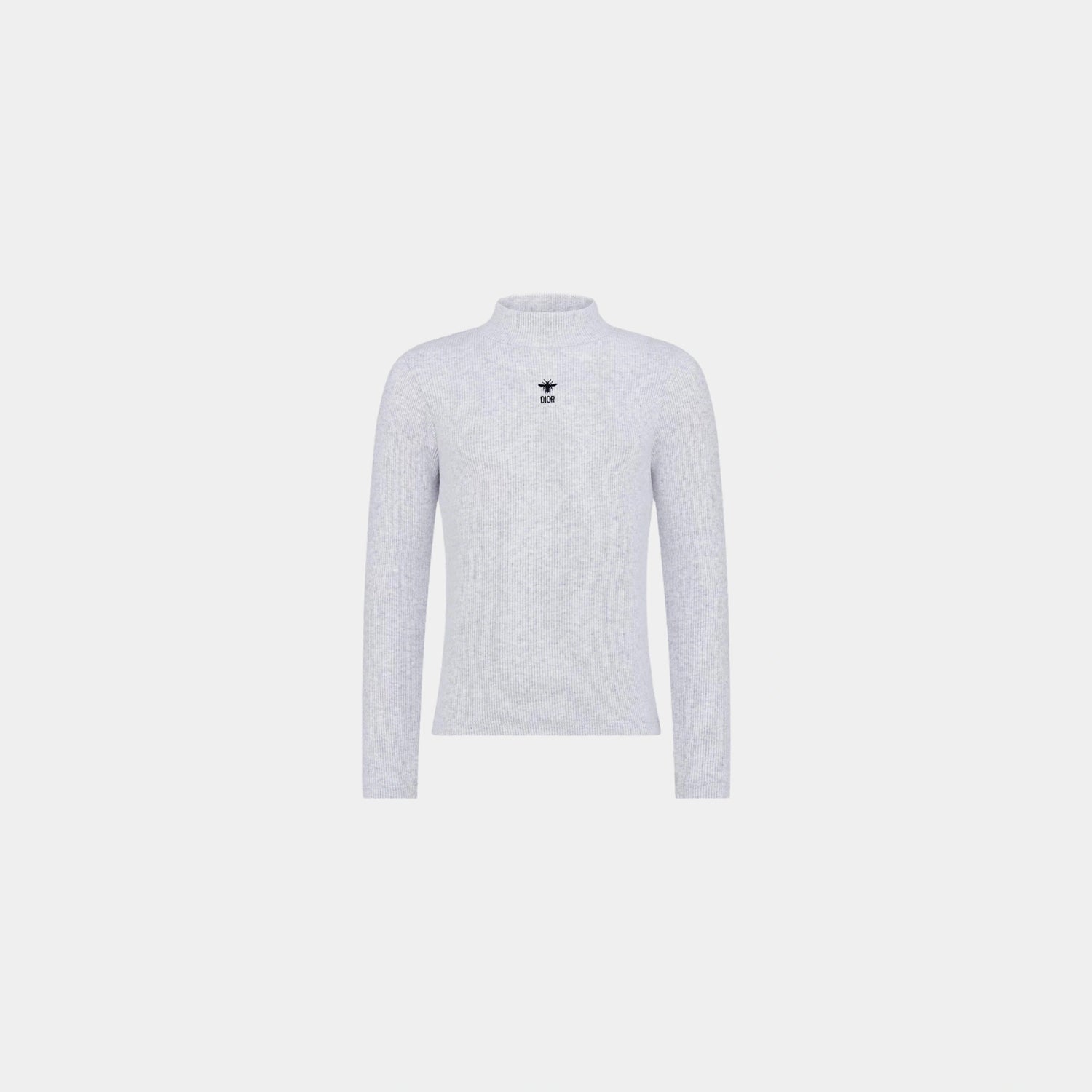 Dior Kids Long Sleeved T Shirt Ribbed Cotton Jersey, Grey, Front