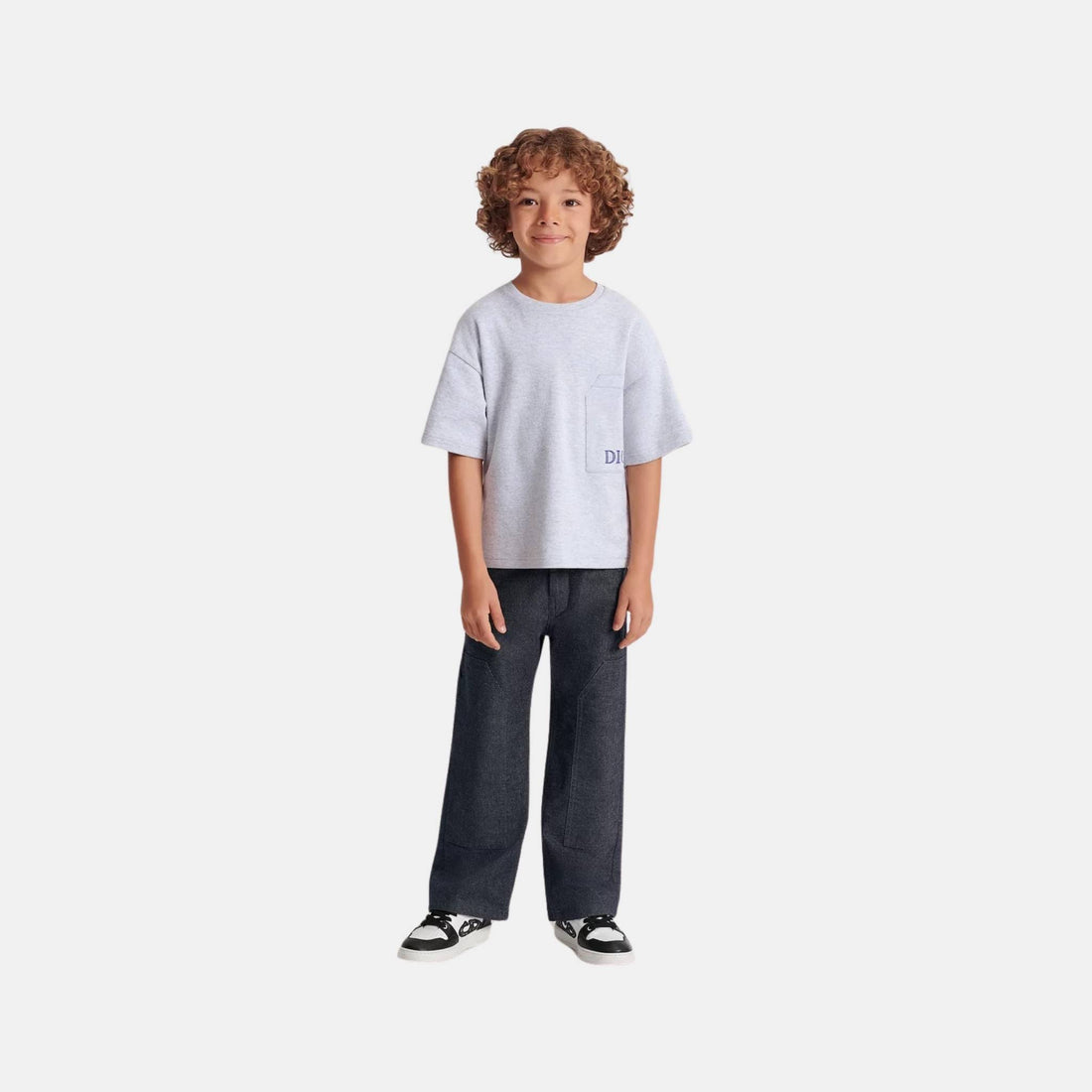 Dior Kids Loose Pants Blue Denim-Effect Cotton Gabardine, Model