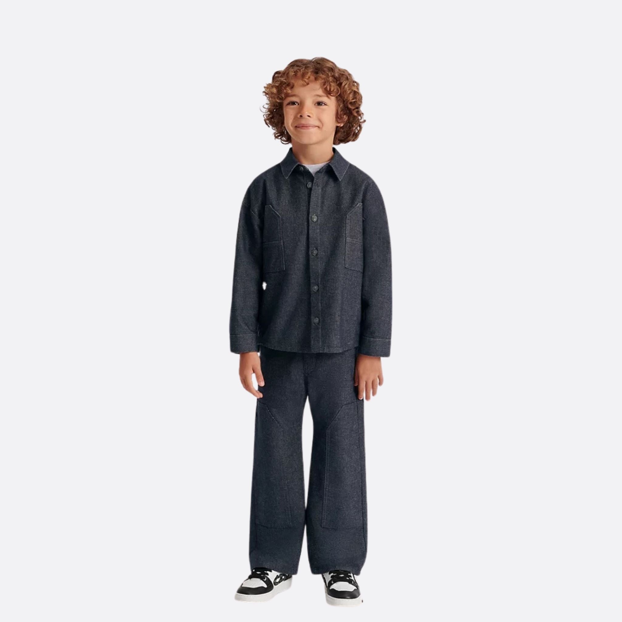 Dior Kids Overshirt Blue Denim-Effect Cotton Gabardine, Model