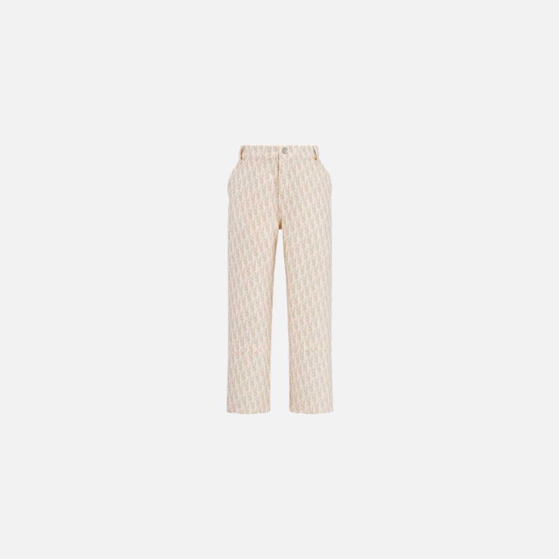 Dior Kids Pants Beige Basket Weave Cotton Ivory Dior Oblique Motif, Front