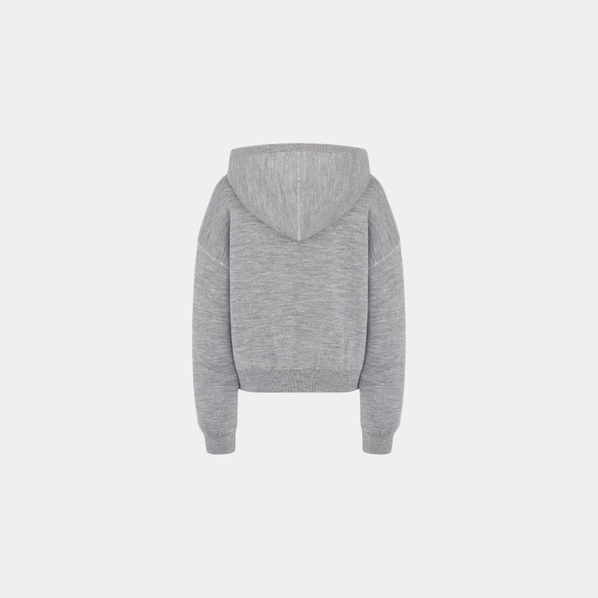 Kids Reversible Navy Blue Wool Knit Zipped Cardigan with Hood