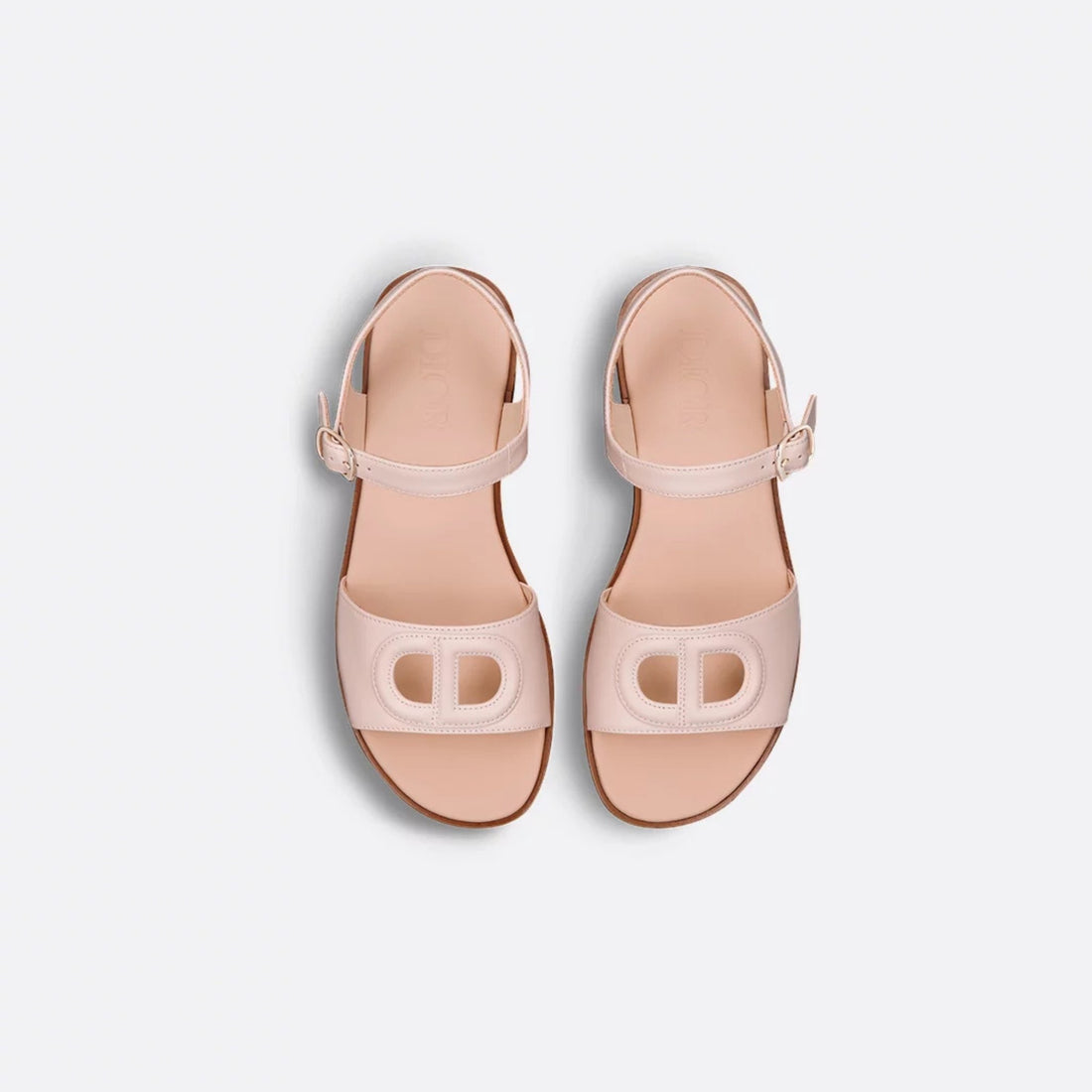 صندل Dior Kids من جلد العجل، وردي فاتح، من الأعلى