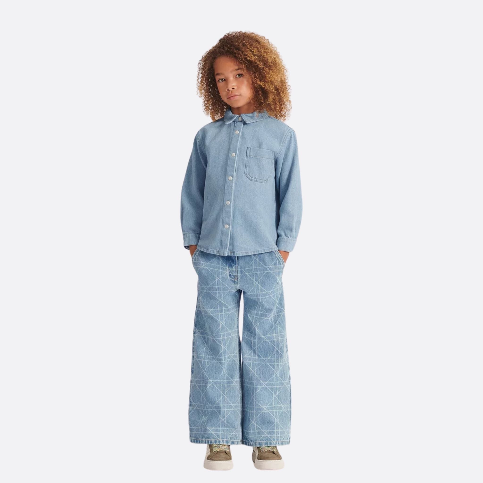 Dior Kids Shirt Blue Cotton Denim, Model