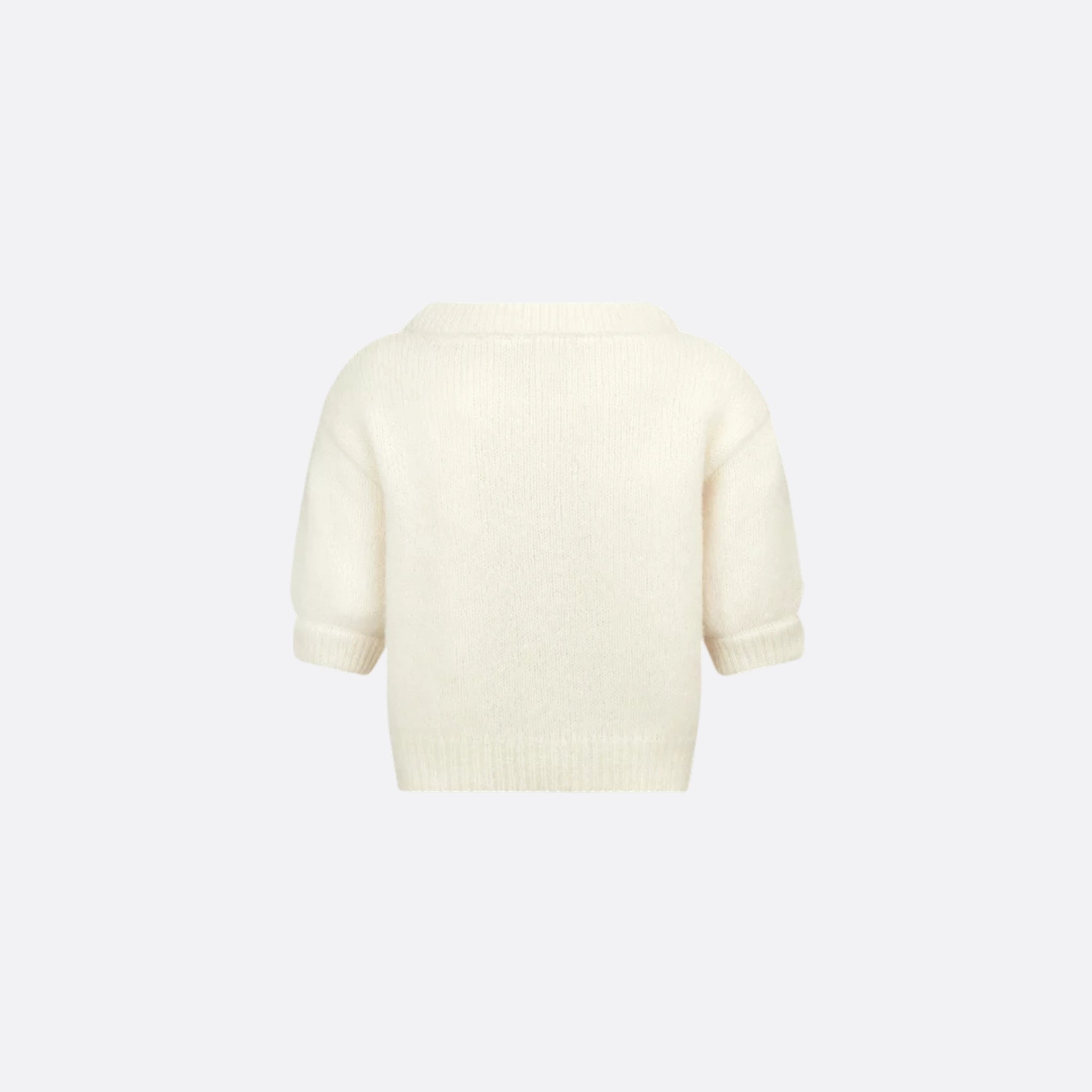 Dior Kids Short-Sleeved Sweater Ivory Alpaca and Wool-Blend Knit, Back View