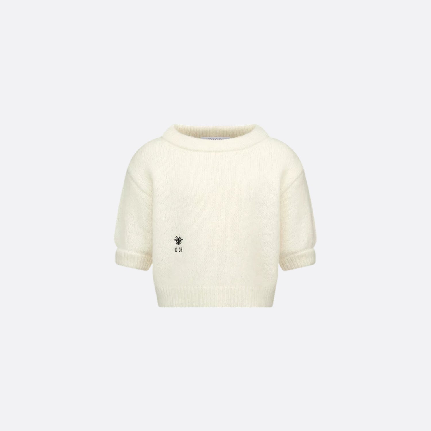 Dior Kids Short-Sleeved Sweater Ivory Alpaca and Wool-Blend Knit, Front View