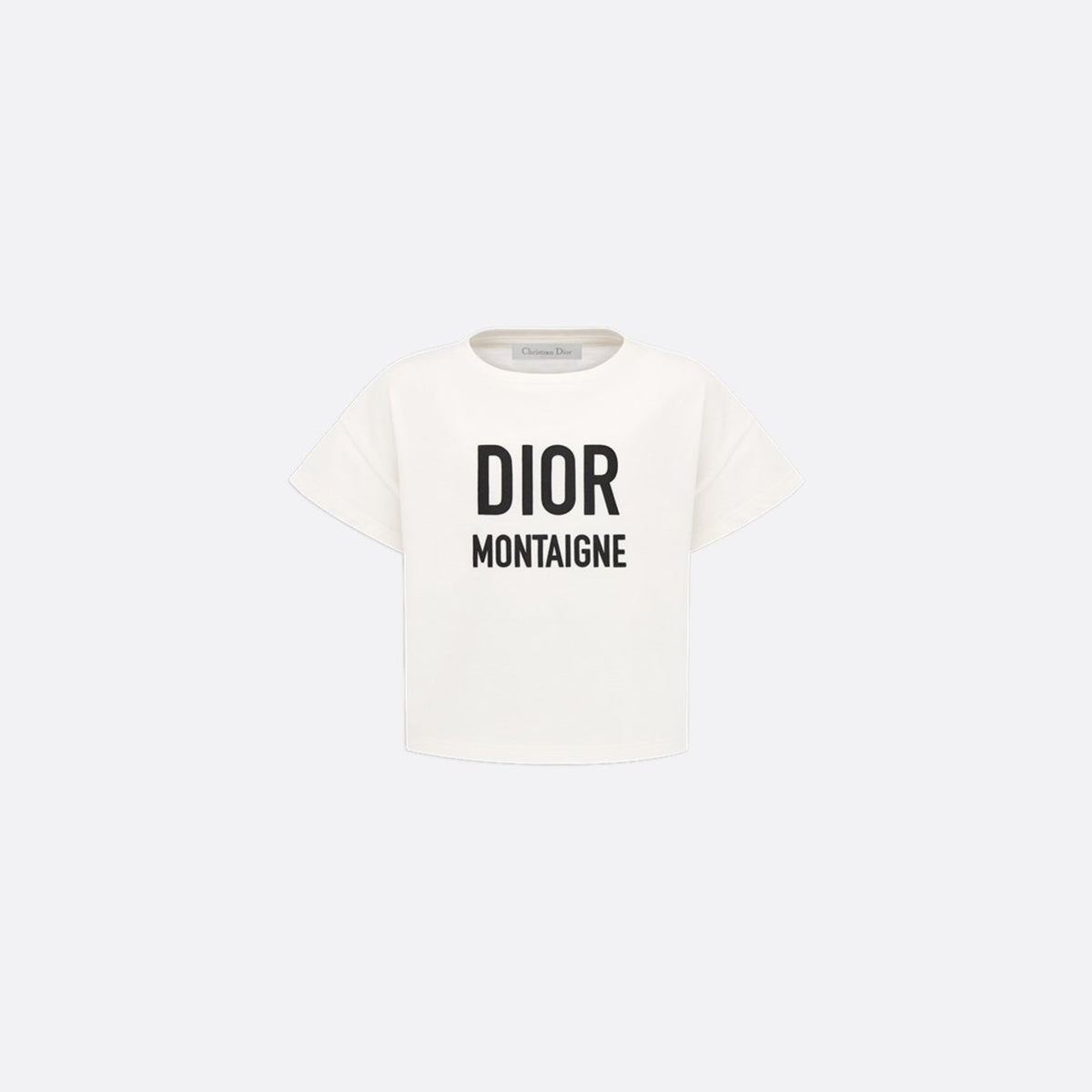 تي شيرت للأطفال من جيرسي قطن عاجي بطباعة Dior Montaigne سوداء