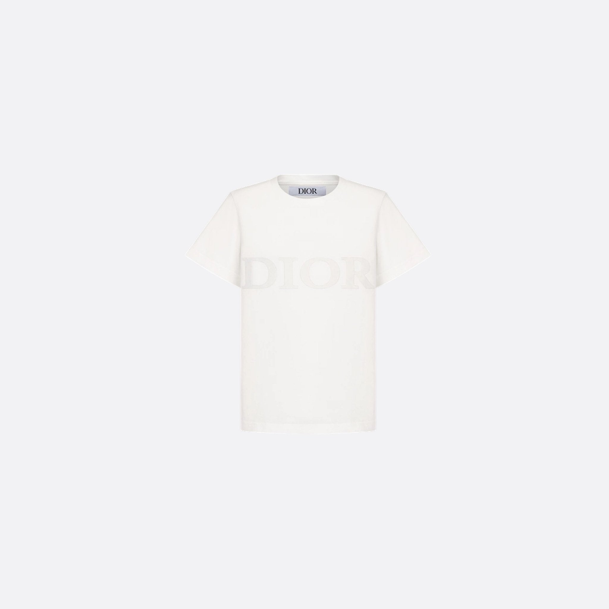 Dior Kids T-Shirt Ivory Cotton Jersey Dior Tonal Topstitching, Front