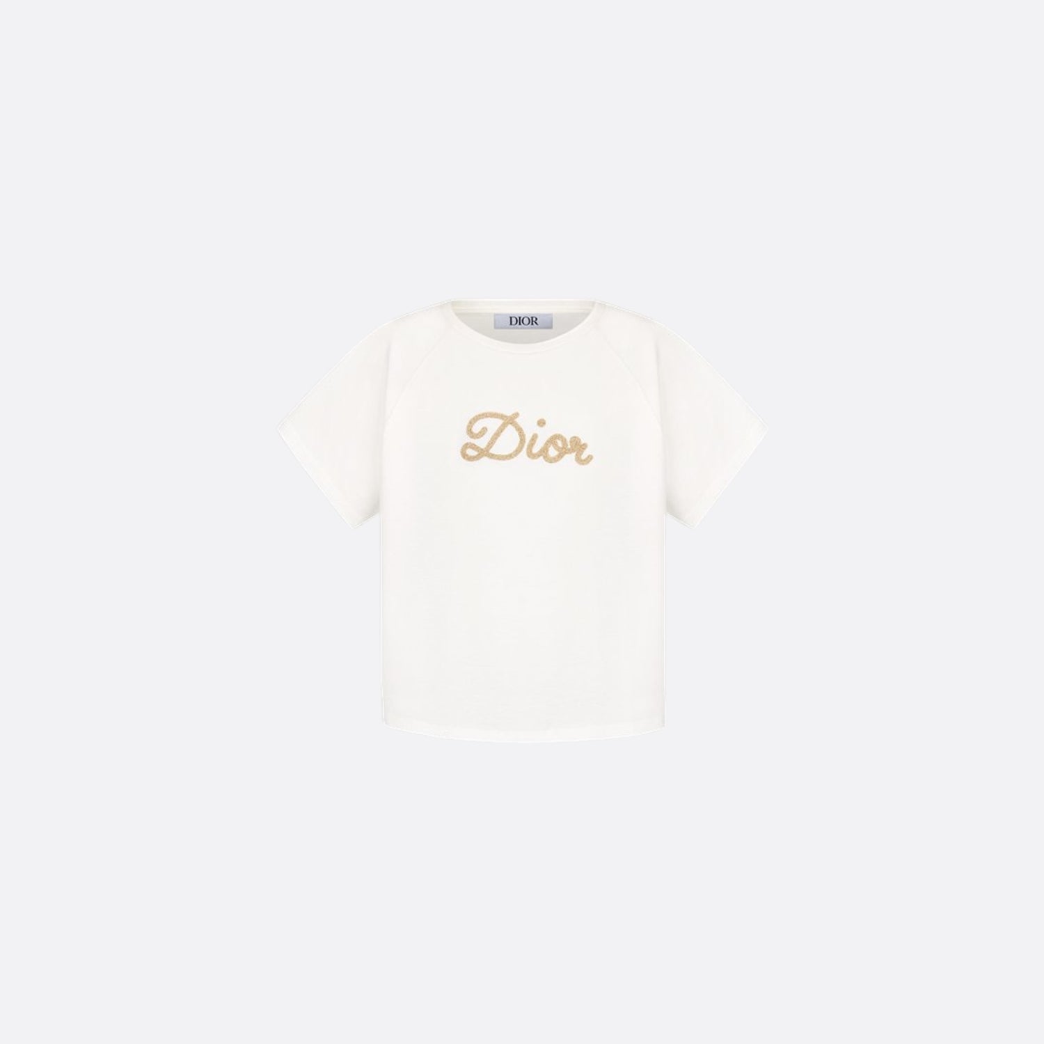 Dior Kids T-Shirt Ivory Cotton Jersey, Gold Tone, Front