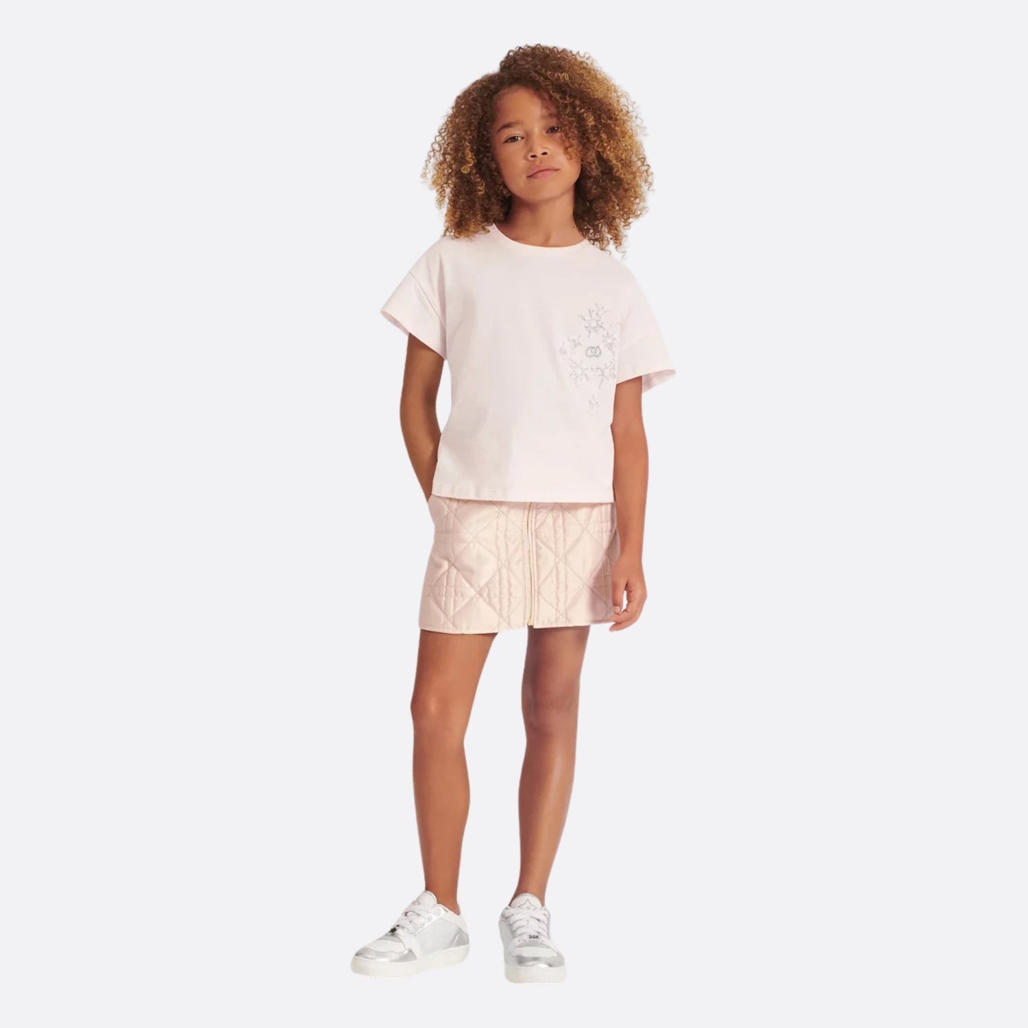 Dior Kids T-Shirt Cotton Jersey, Pale Pink, Model