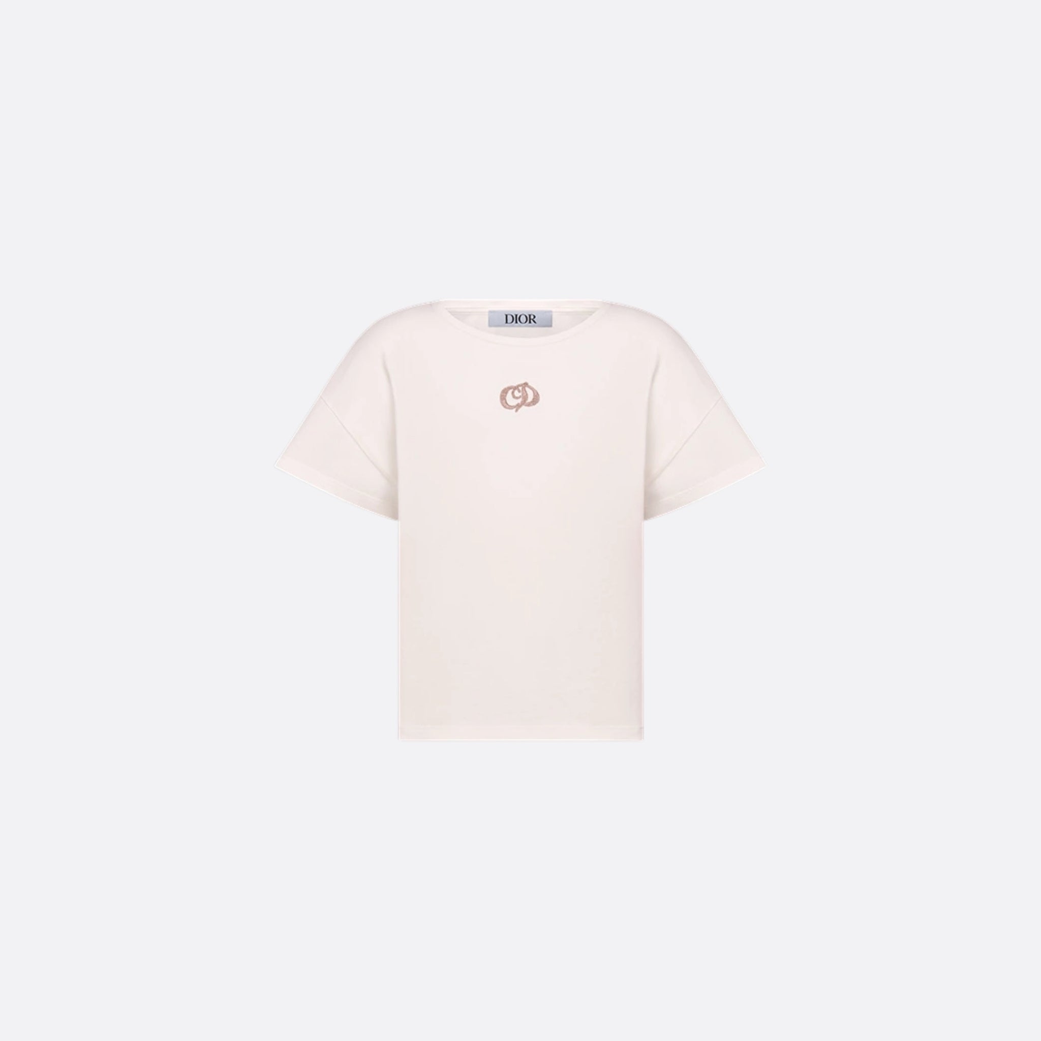 Dior Kids T-Shirt Vanilla White Cotton Jersey, Front View