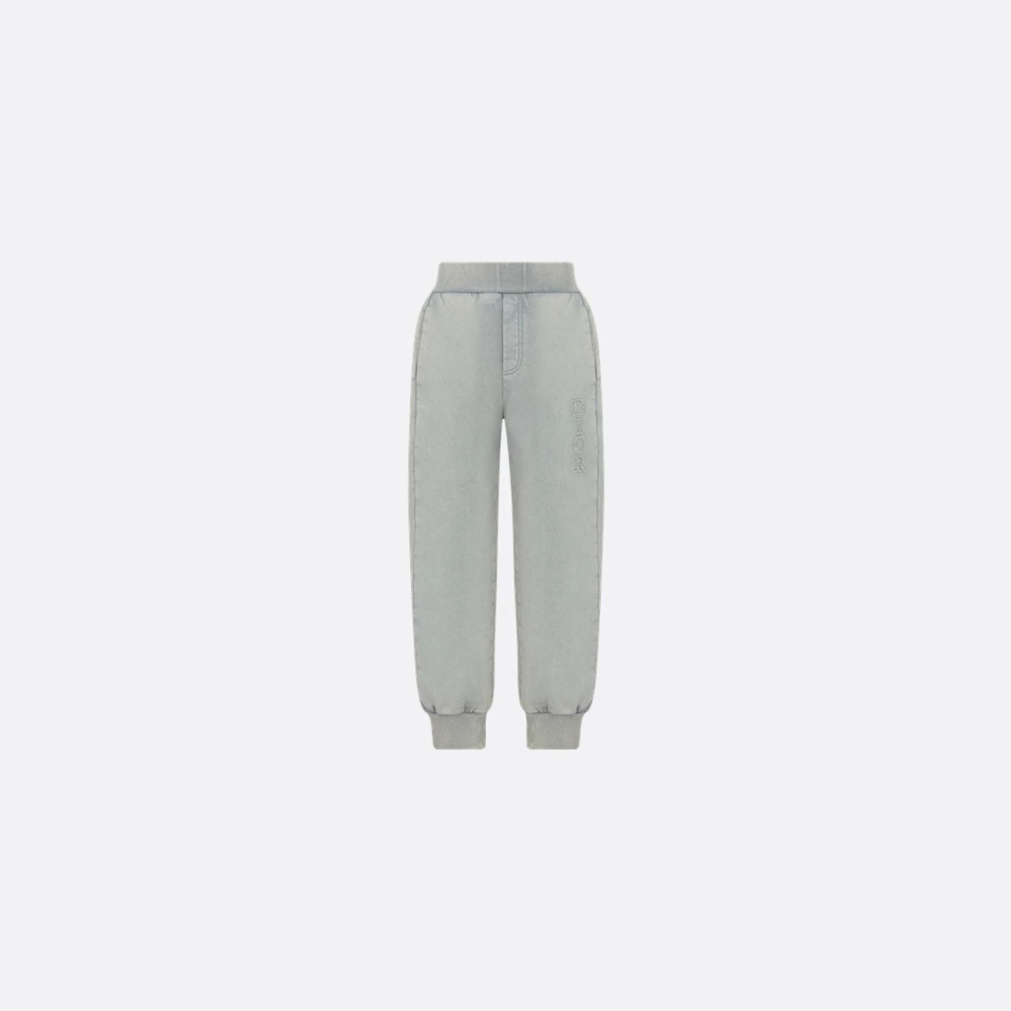 Dior Kids Track Pants Gray-Blue Cotton Fleece, Front