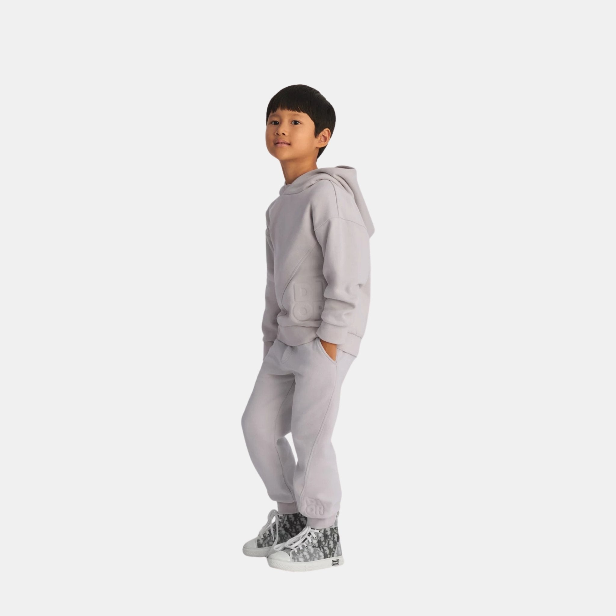 Dior Kids Track Pants Ivory Cotton Fleece, Model