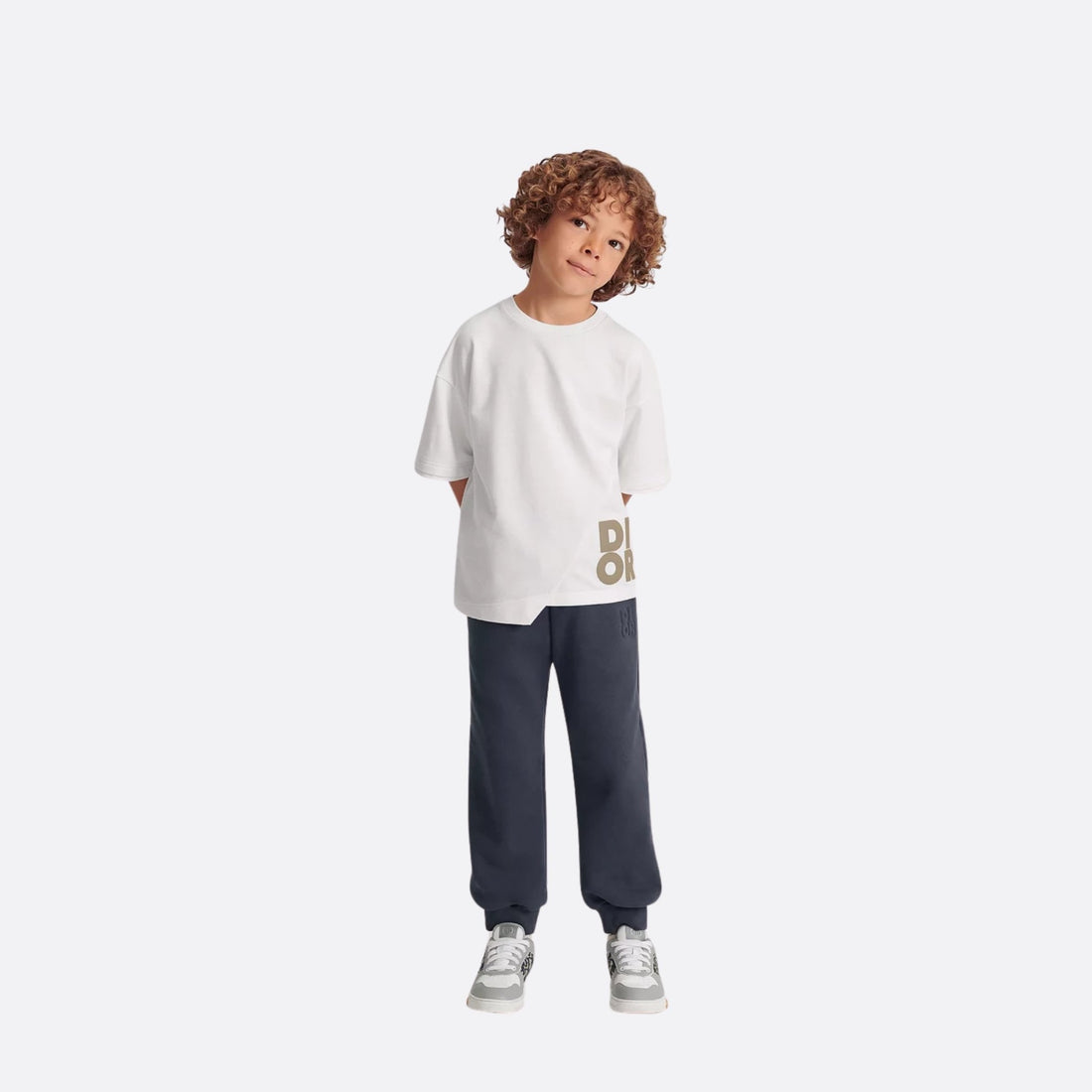 Dior Kids Track Pants Navy Blue Cotton Fleece, Model