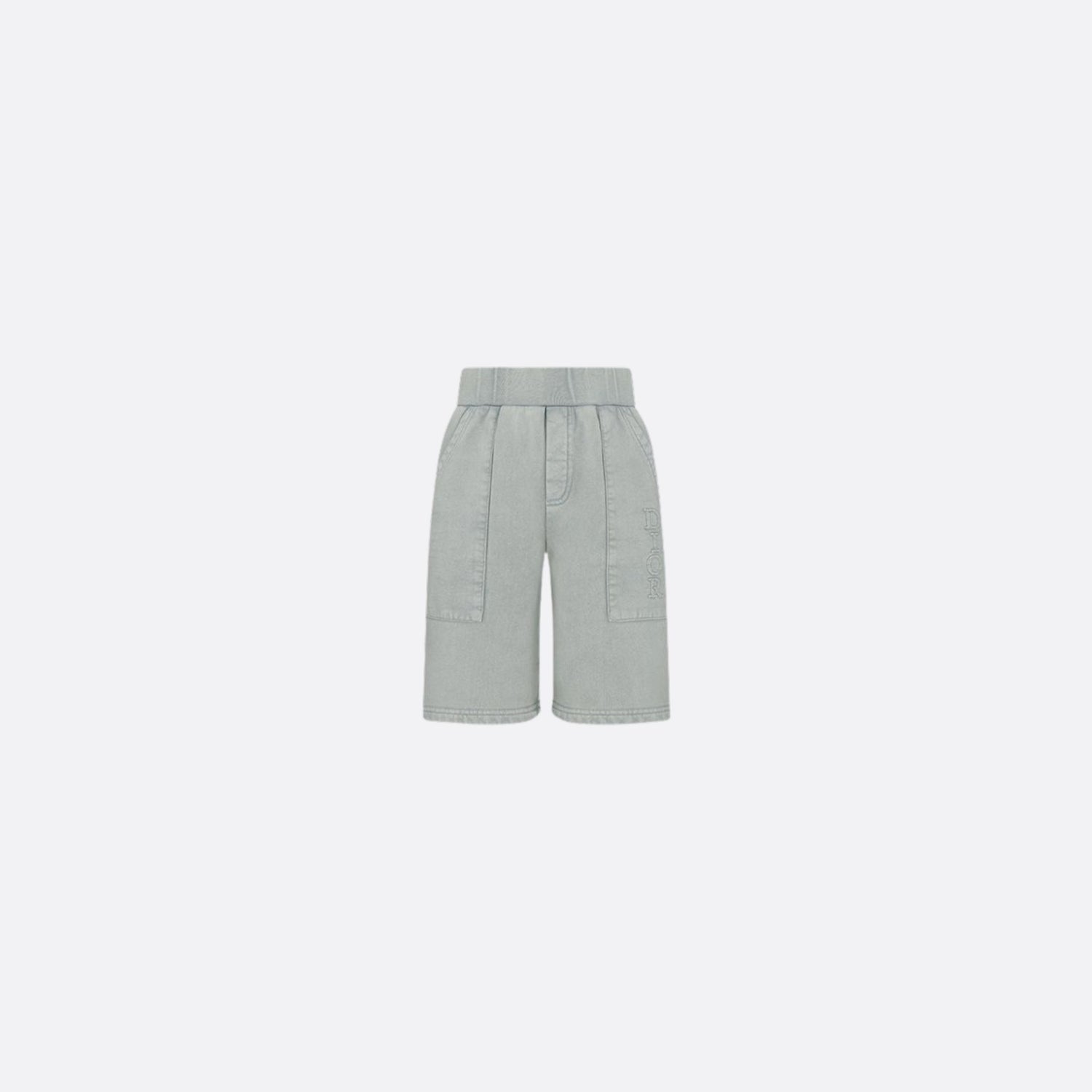 Dior Kids Track Shorts Gray-Blue Cotton Fleece, Front