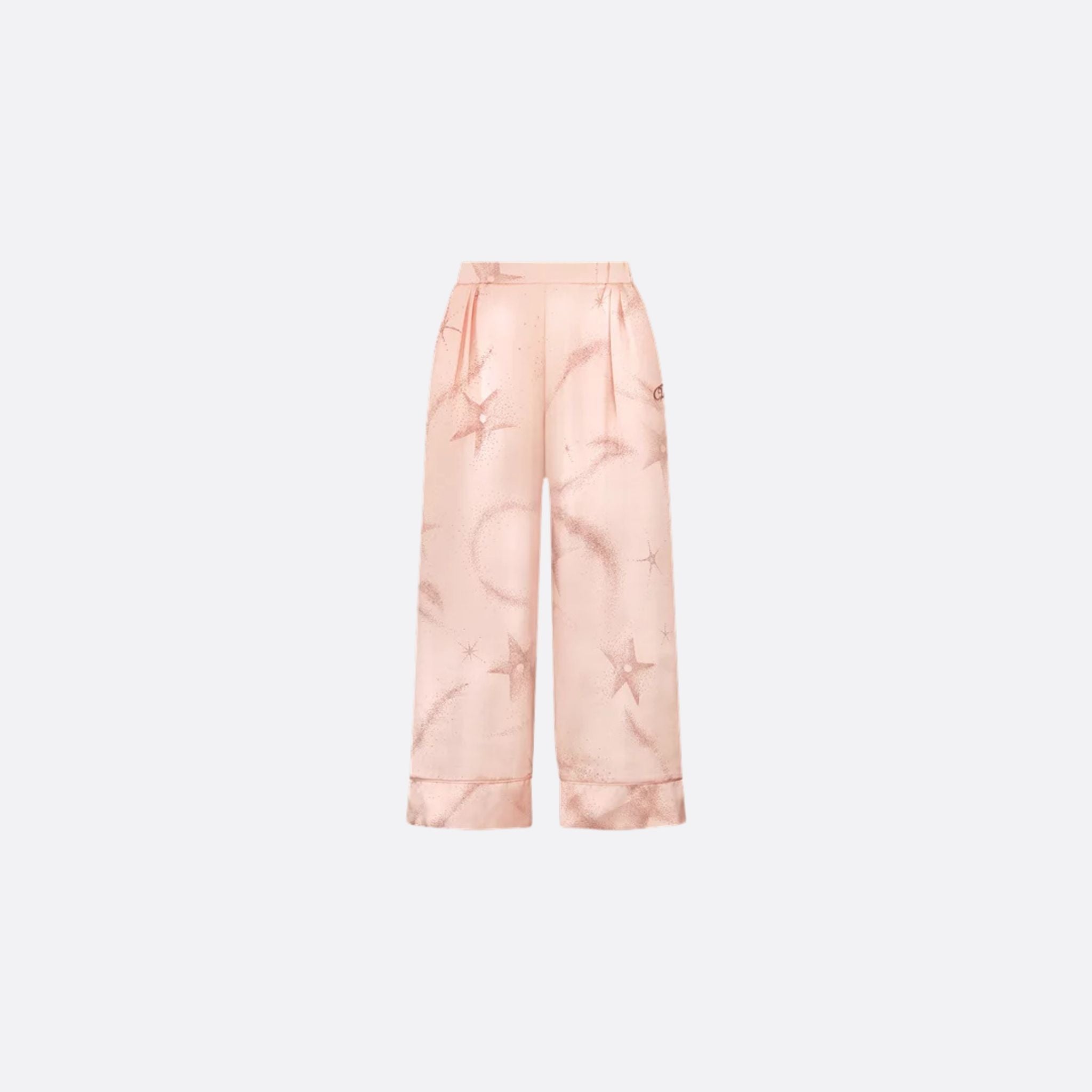 Dior Kids Wide-Leg Pants Pale Pink Satin-Finish Voile Constellation, Front view