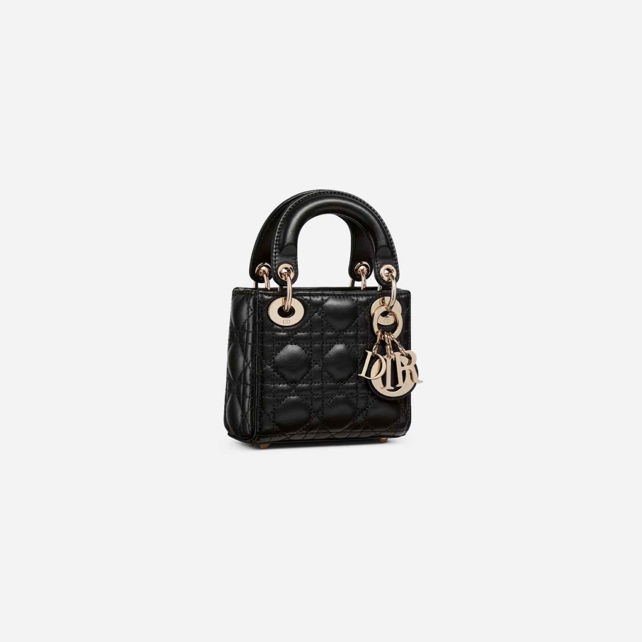 Dior Lady Dior Micro Bag , Black, Side