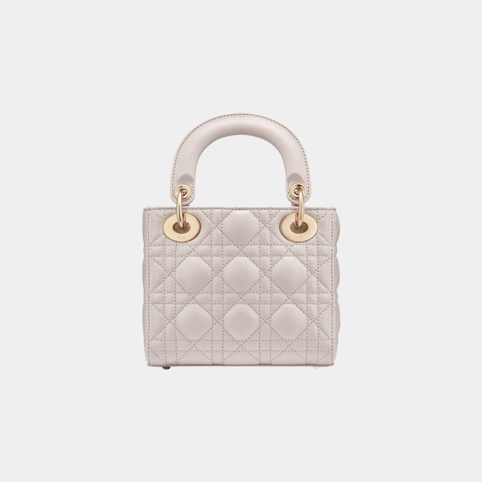 Lady Dior Mini Bag Cannage Lambskin, Beige Lin, Back