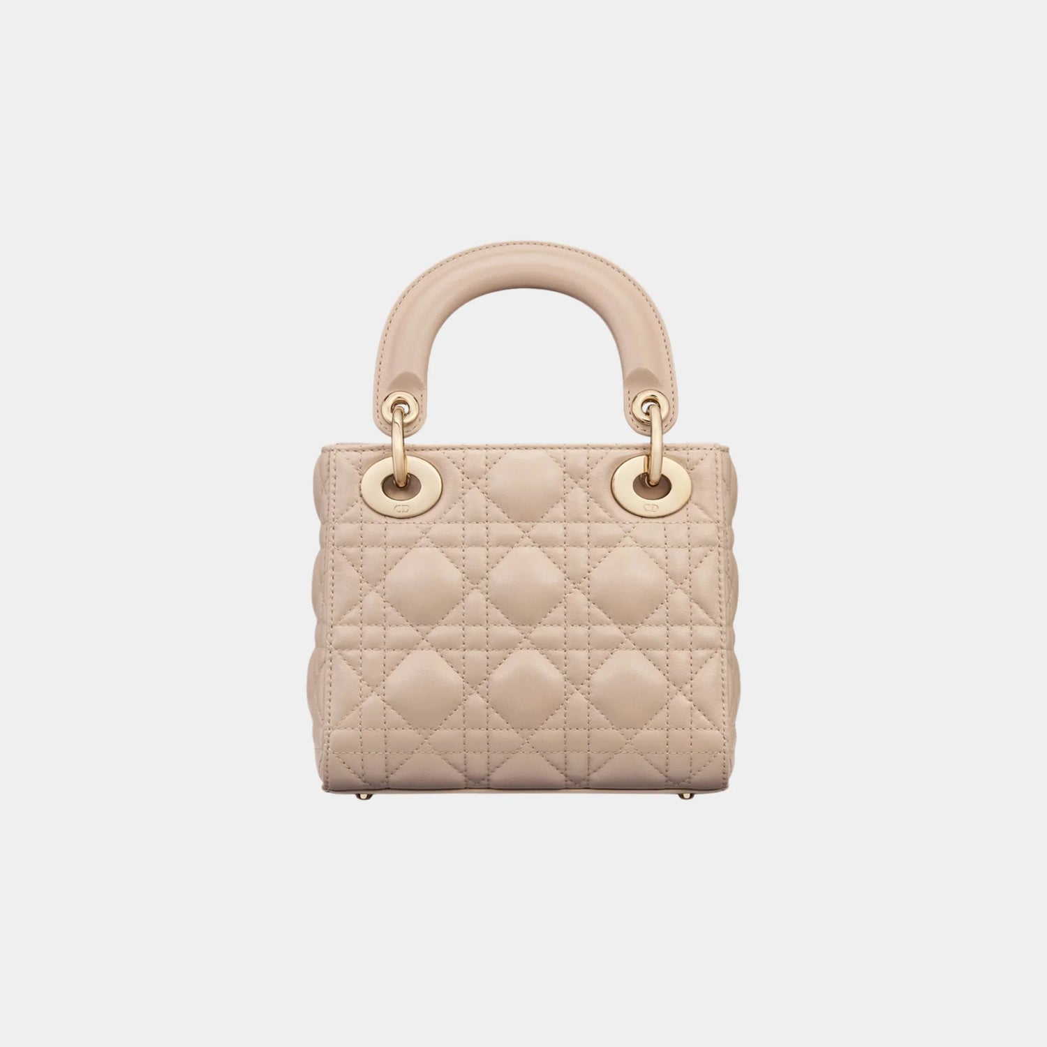 Lady Dior Mini Bag Cannage Lambskin, Powder Beige, Back